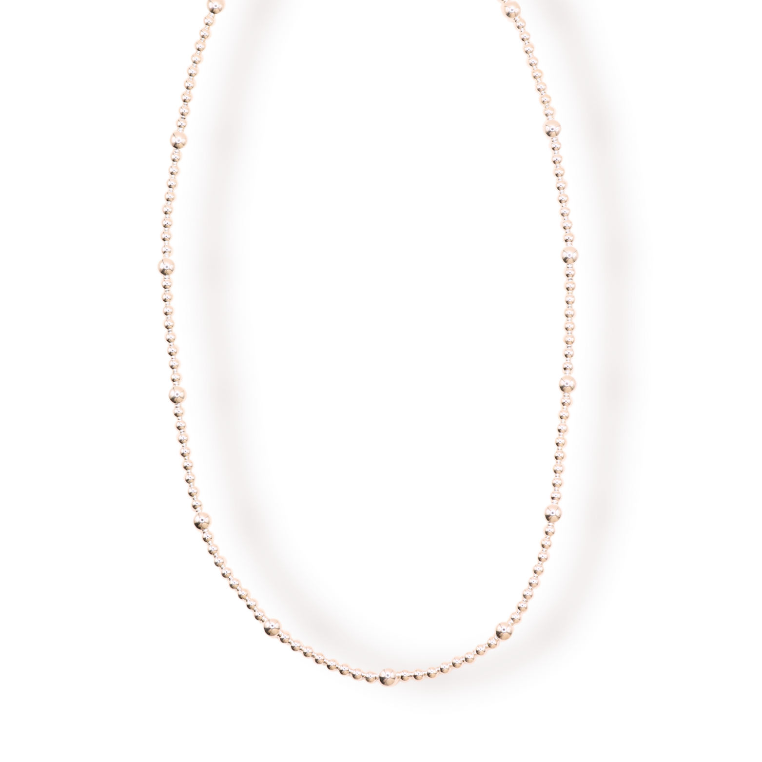 Olive Silver Beaded Necklace