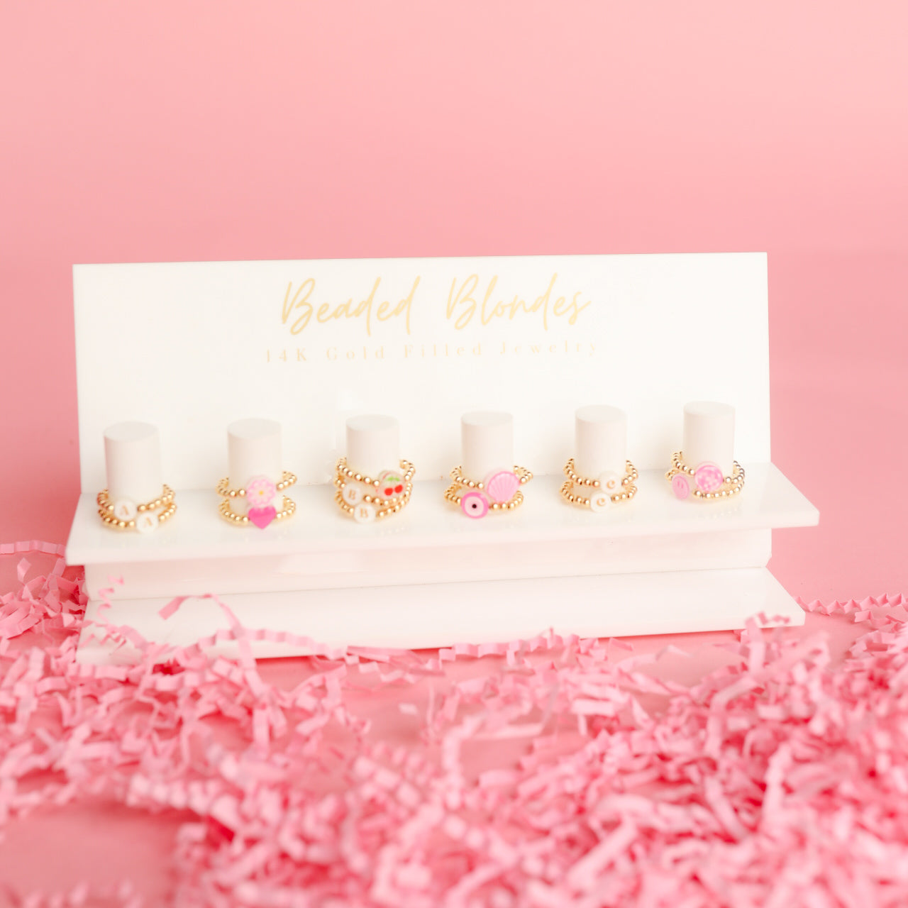 Neutral BB Bead Initial Letter Ring