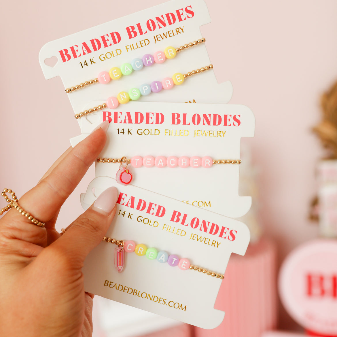 Custom Rainbow Pastel Letter Bracelet