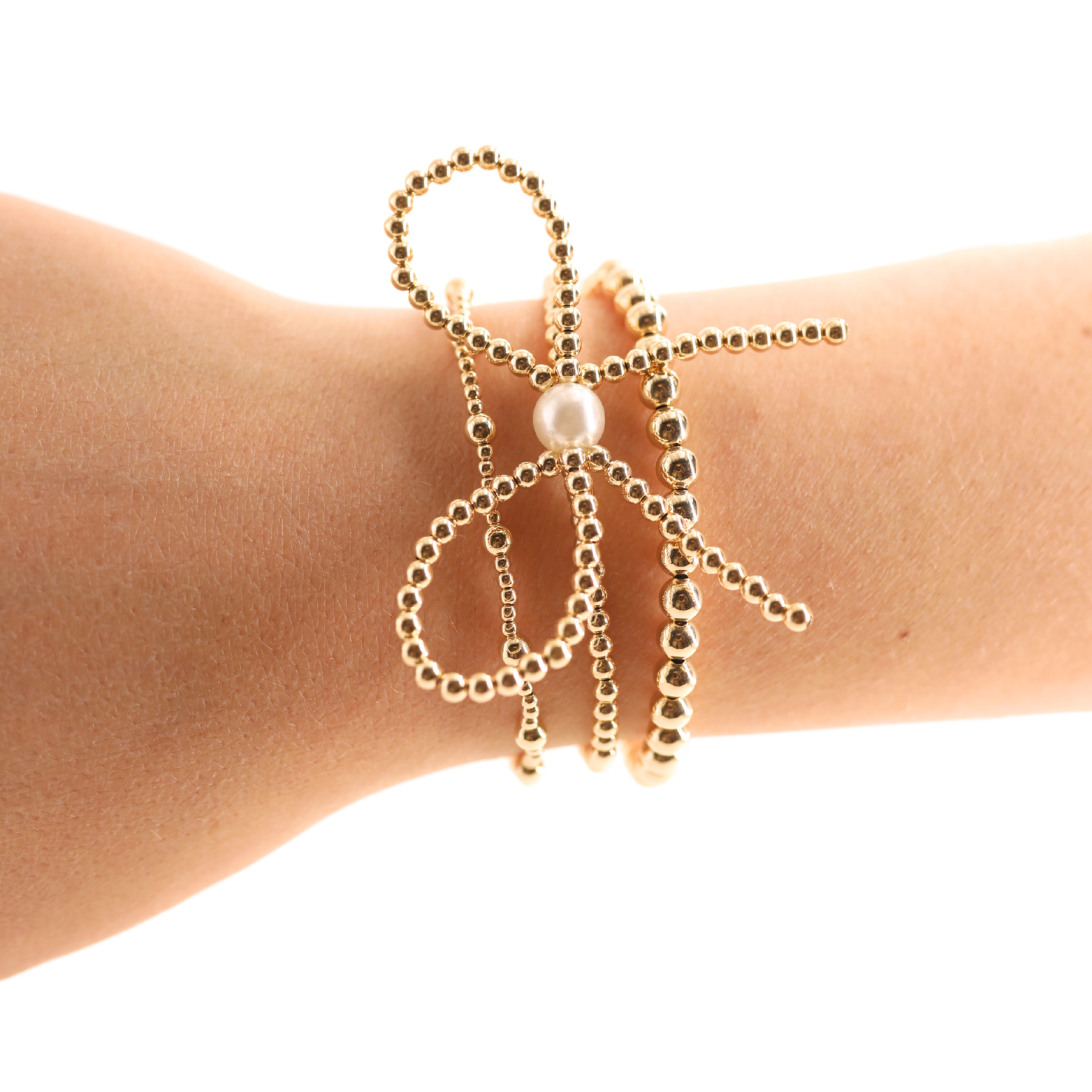 Gold Bow + June + 5MM Bracelet Stack of 3