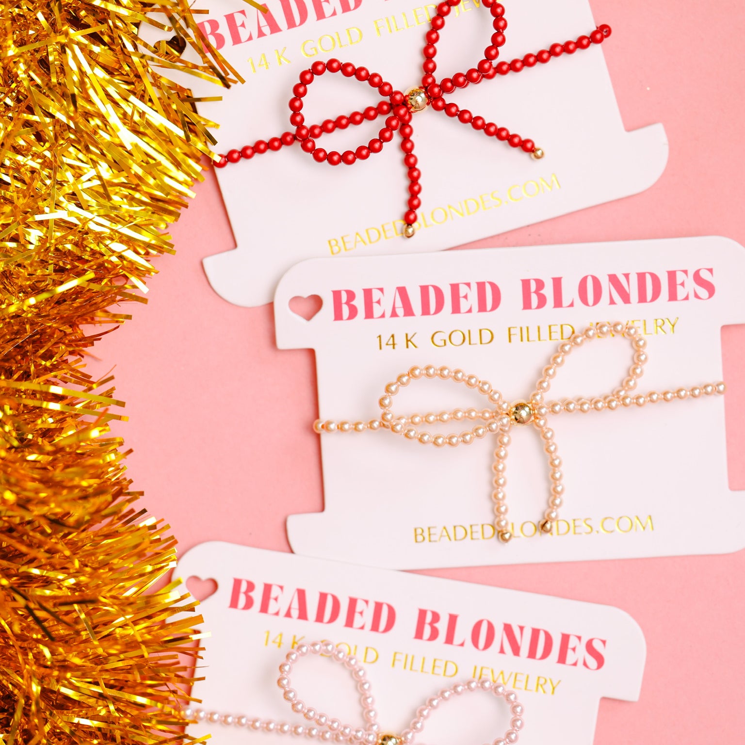 Champagne Pearl Beaded Bow Bracelet