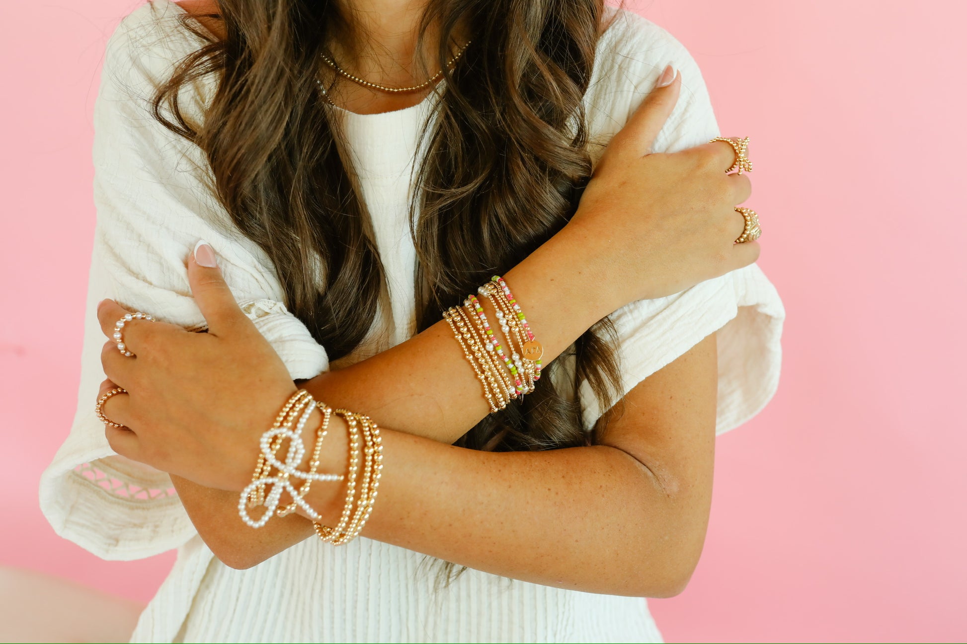 Alpha Gamma Delta Sprinkle + Charm Bracelet Stack