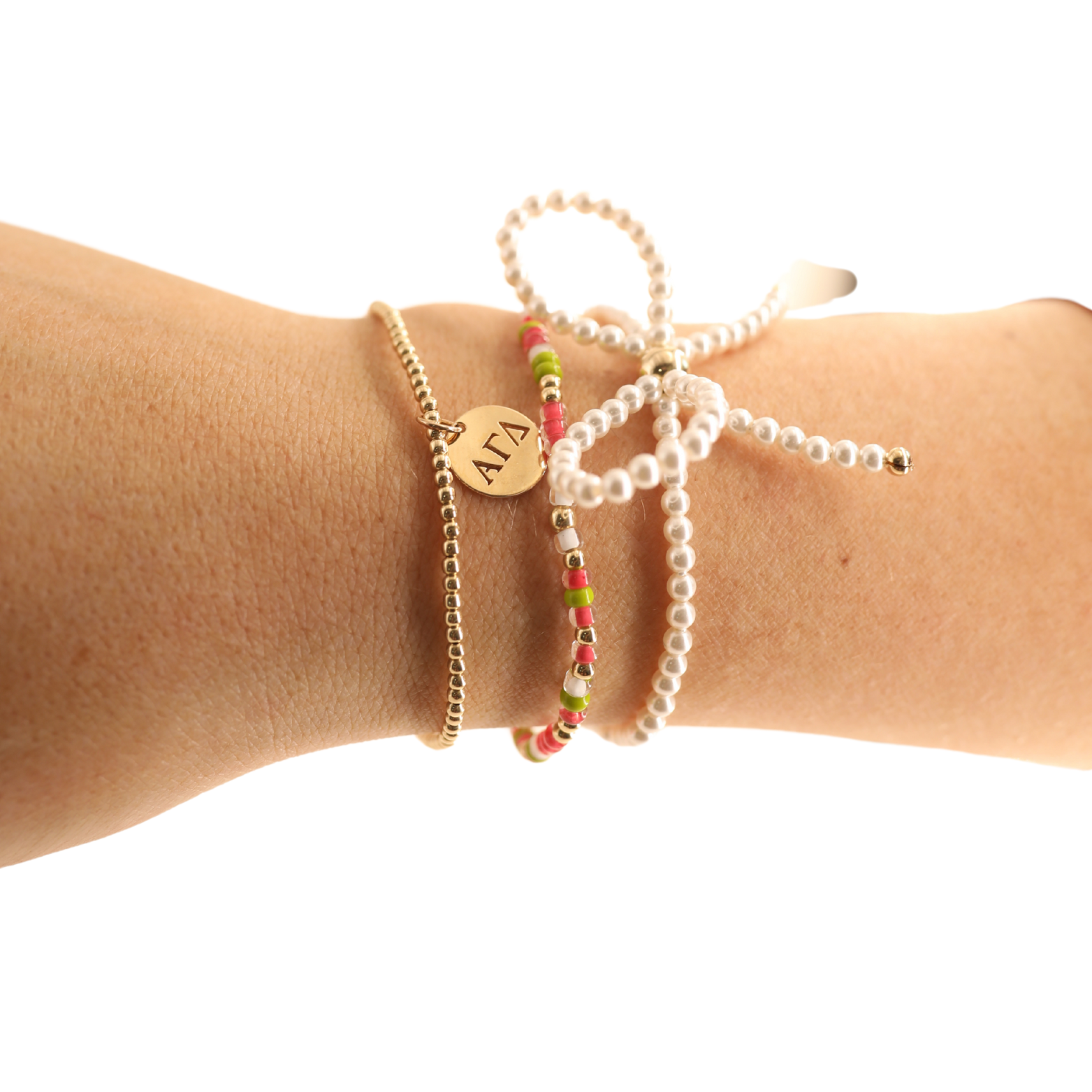 Alpha Gamma Delta Sprinkle + Charm Bracelet Stack