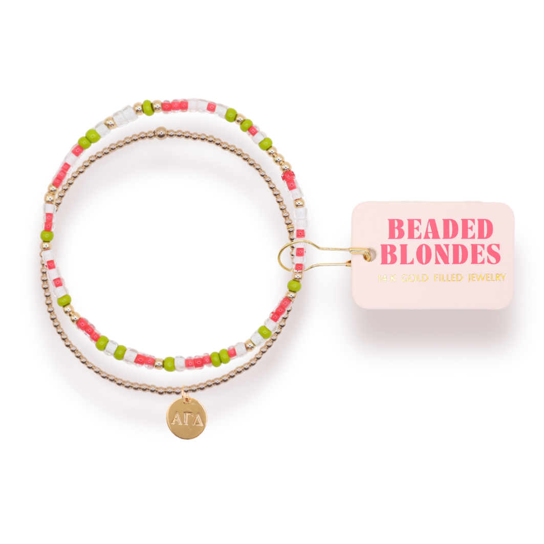 Alpha Gamma Delta Sprinkle + Charm Bracelet Stack
