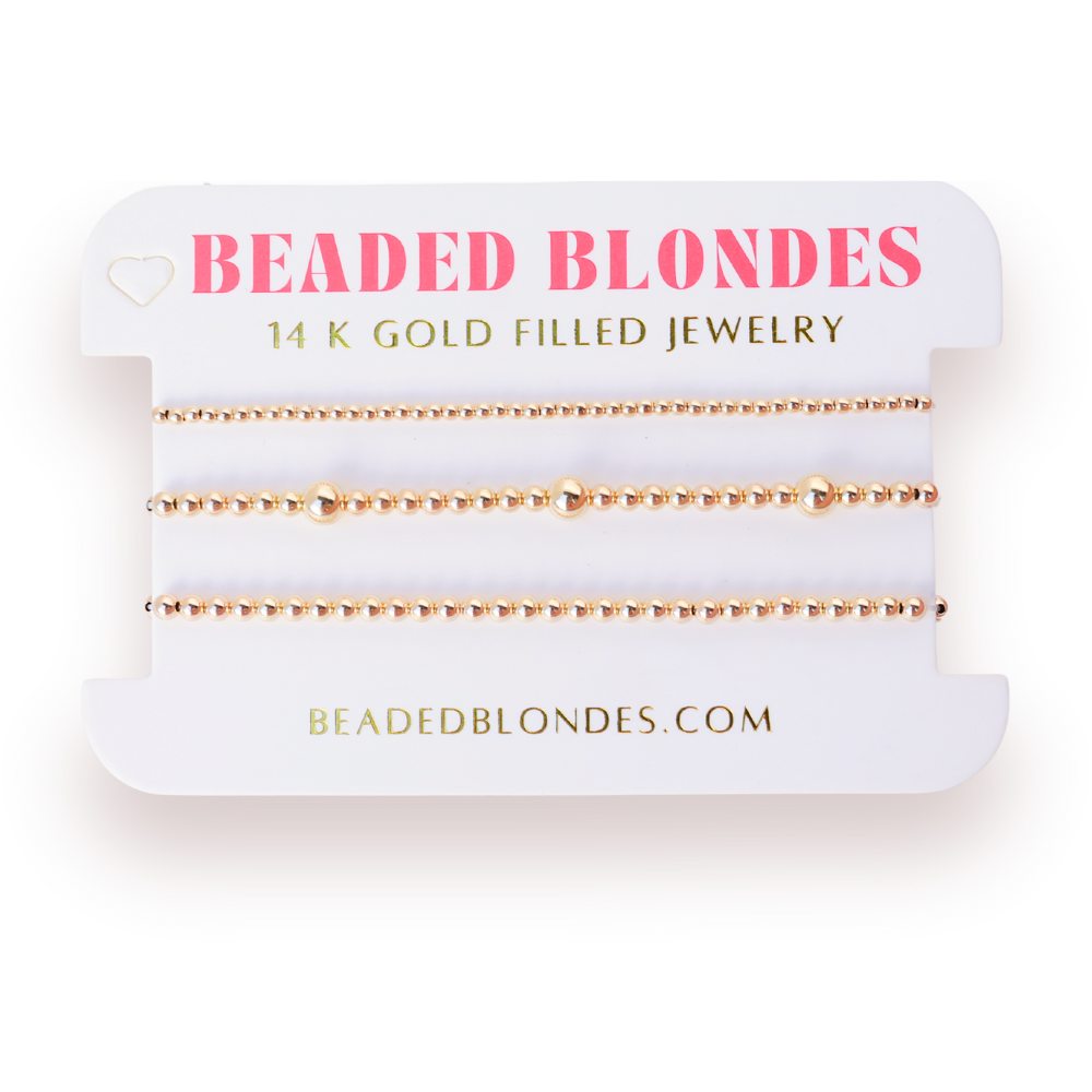 Dainty Everyday Bracelet Stack in Gold (Set of 3)