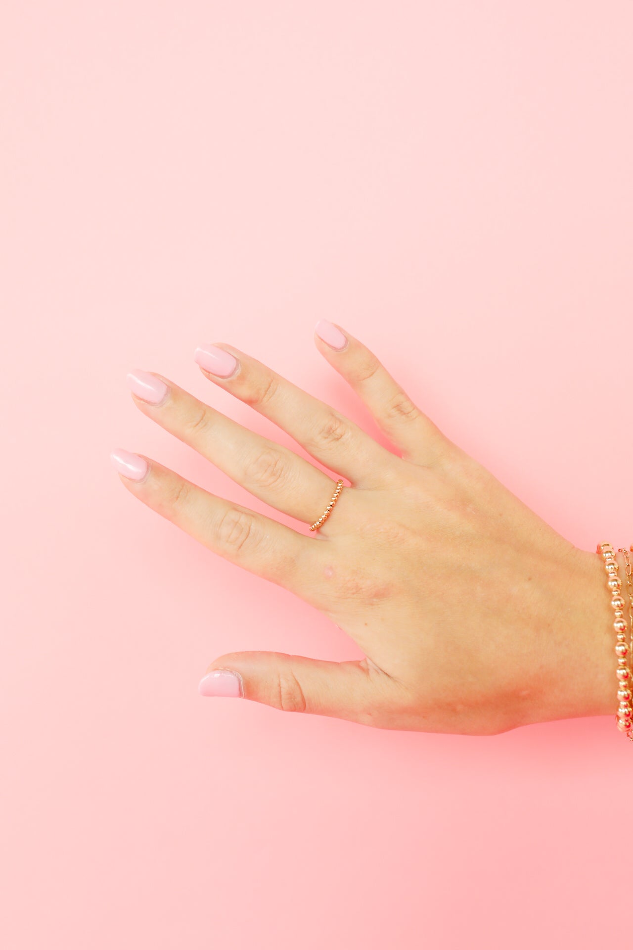 Lexi 2MM Beaded Band Ring in Gold