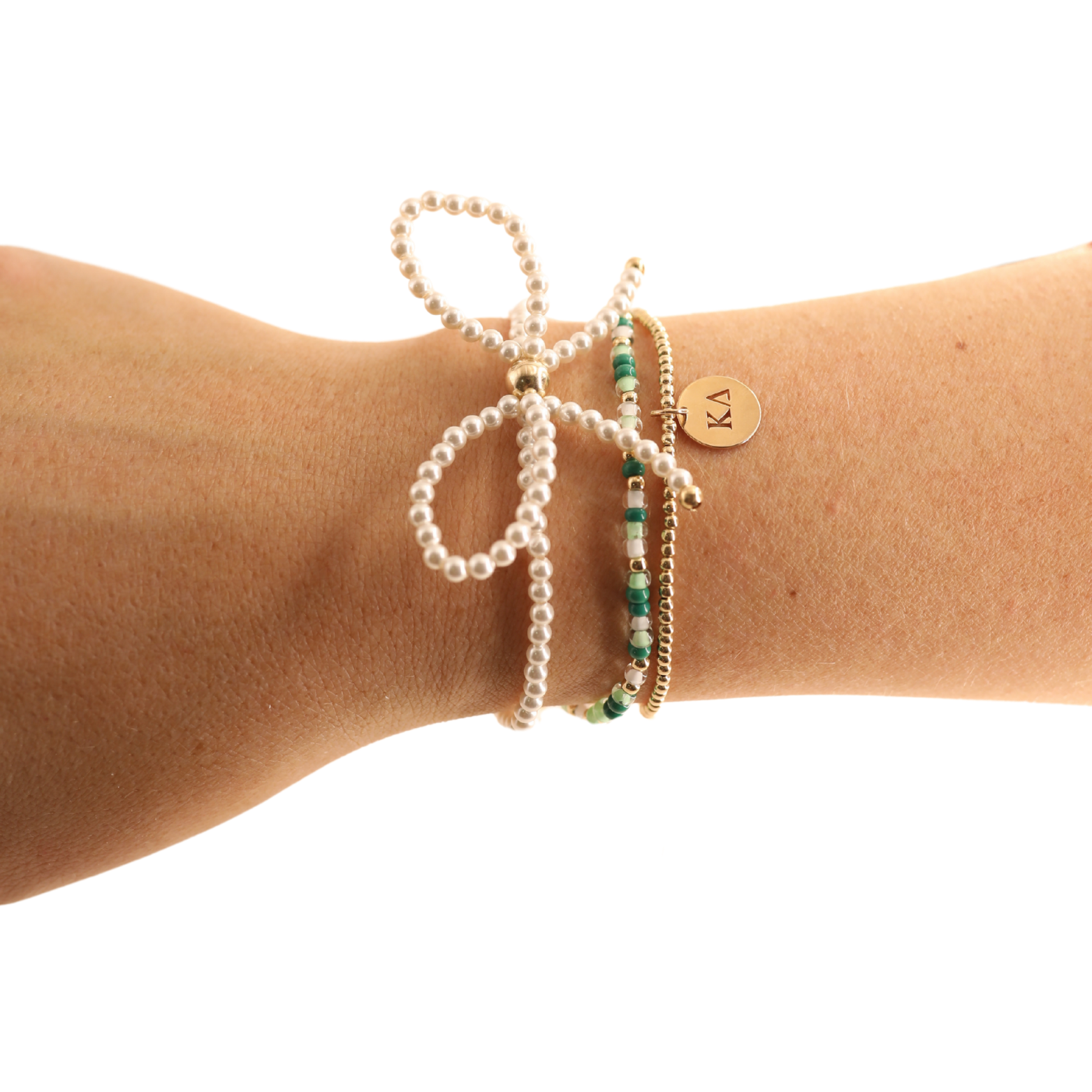 Kappa Delta Charm + Sprinkle Bow Bracelet Stack