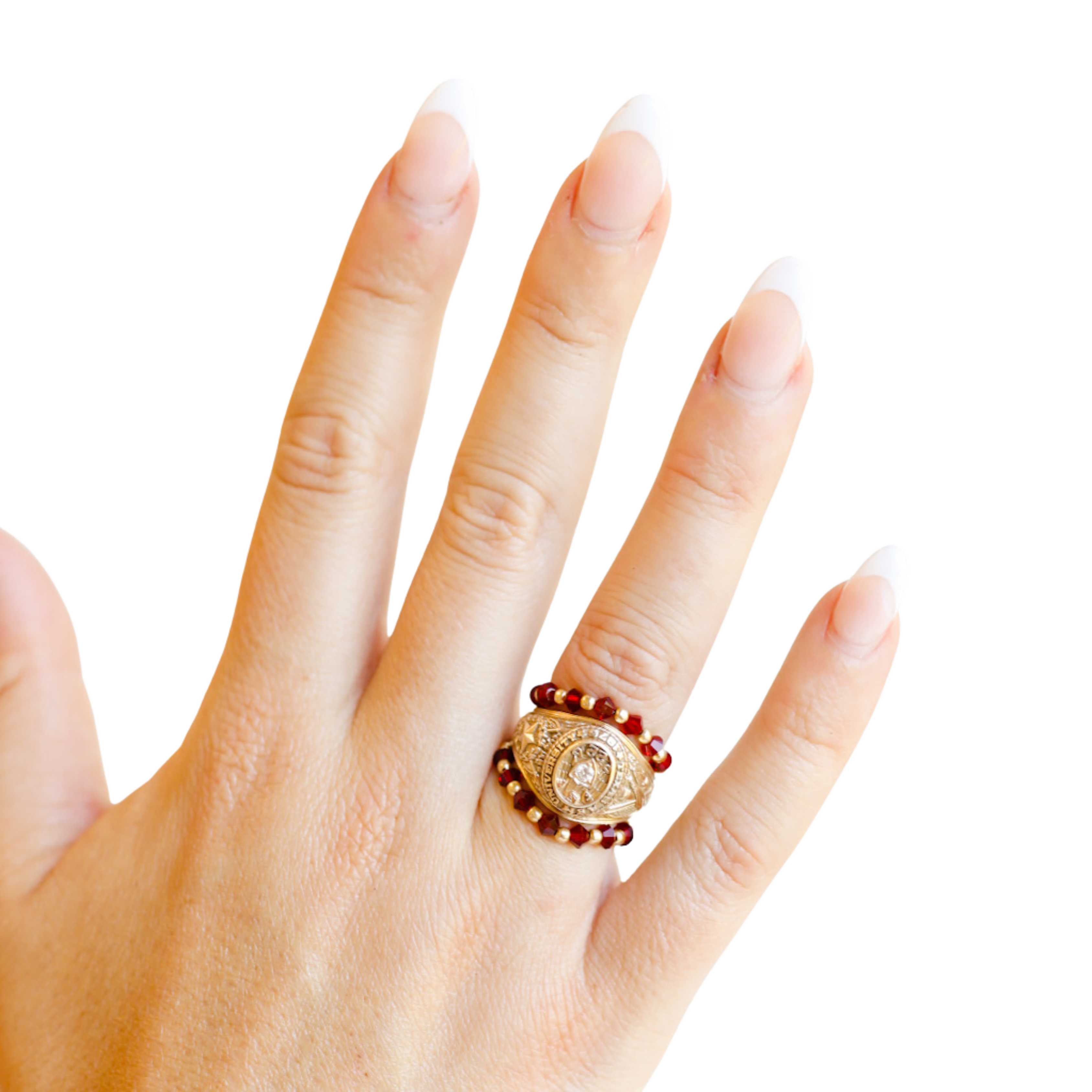Maroon Swarovski Ring – Beaded Blondes - Main Image
