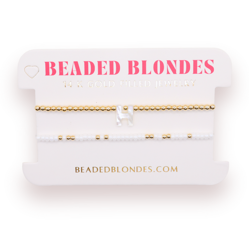 Pearl Initial Luster Bracelet Stack