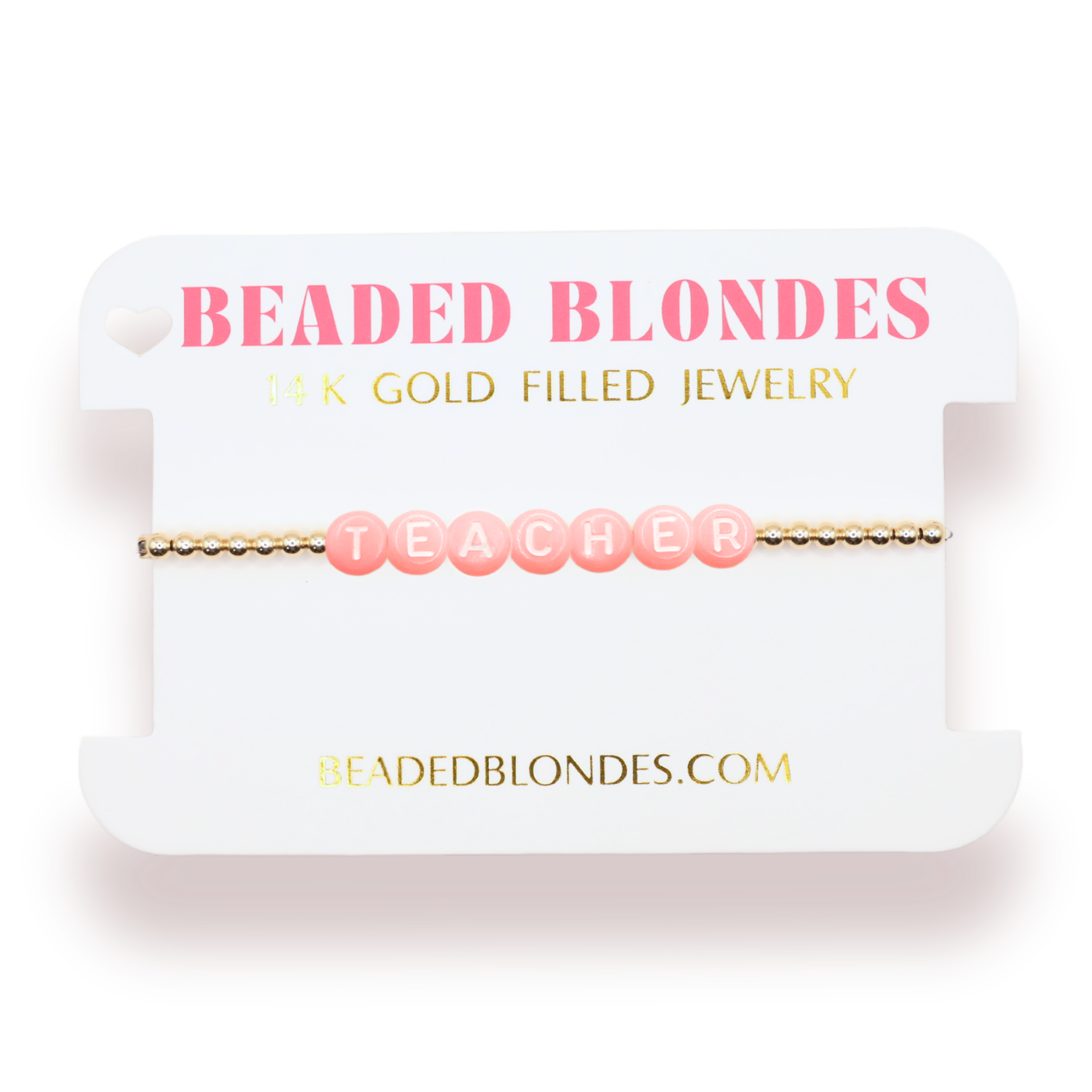 Teacher Pastel Pink Letter Bracelet