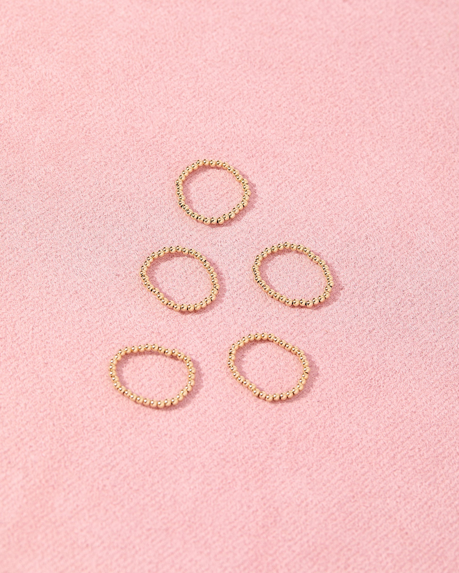 Lexi 2MM Beaded Band Ring in Gold