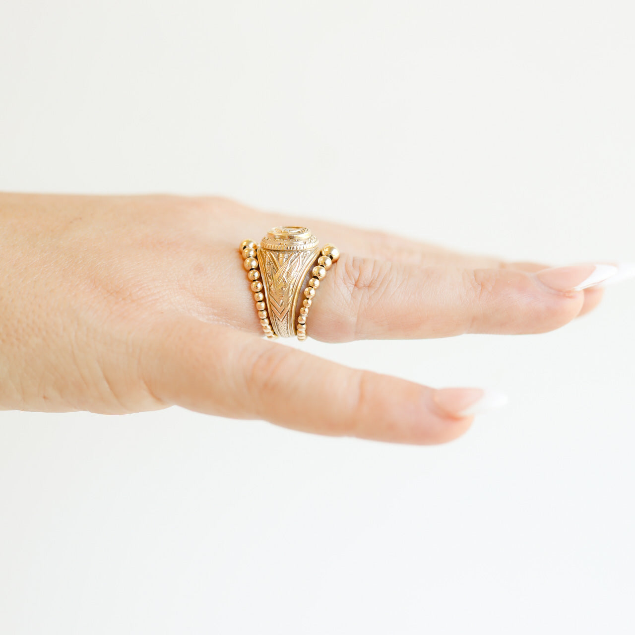 Lauren Gold Cascade Beaded Band Rings (set of 2)