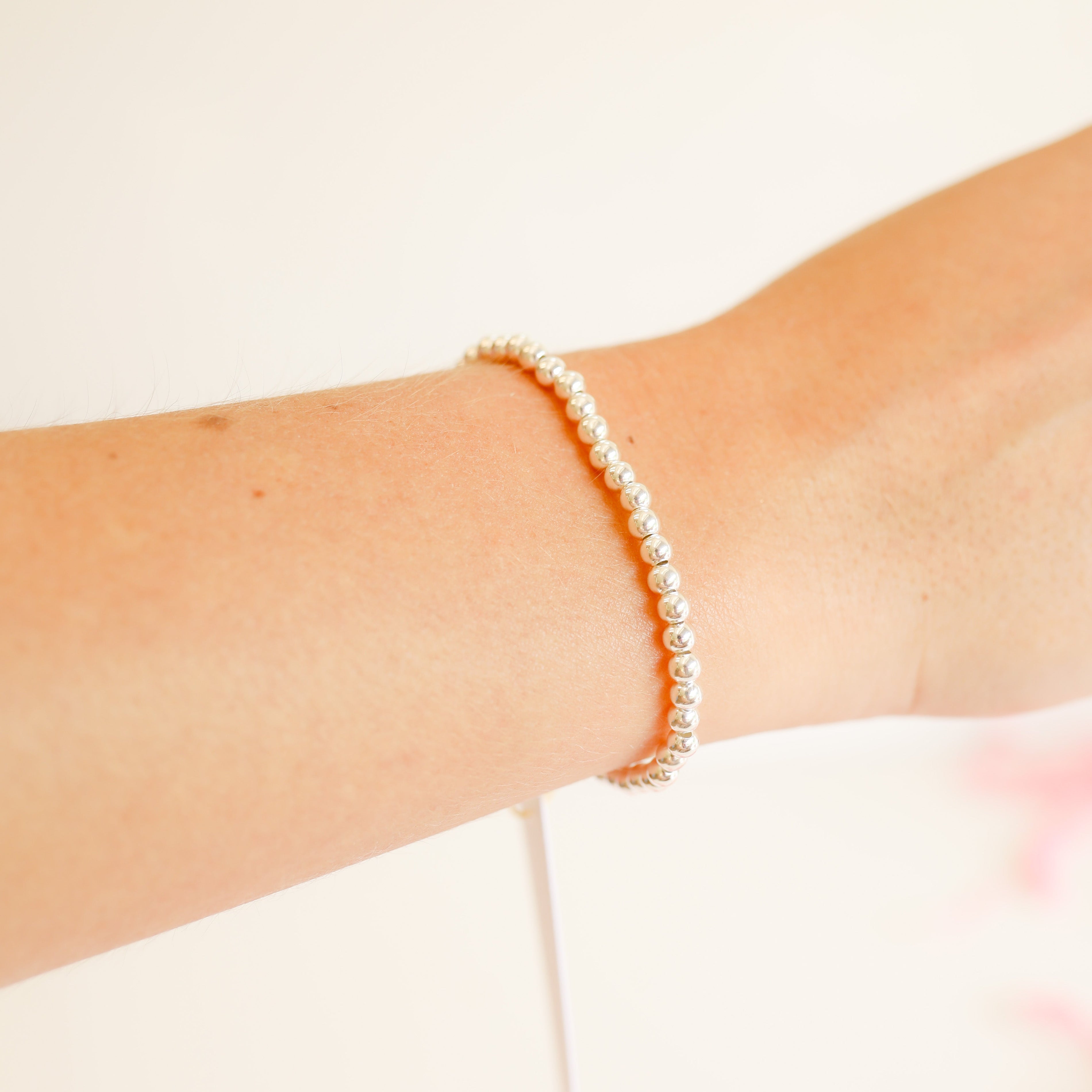 4MM Silver Beaded Bracelet (Kids Size)