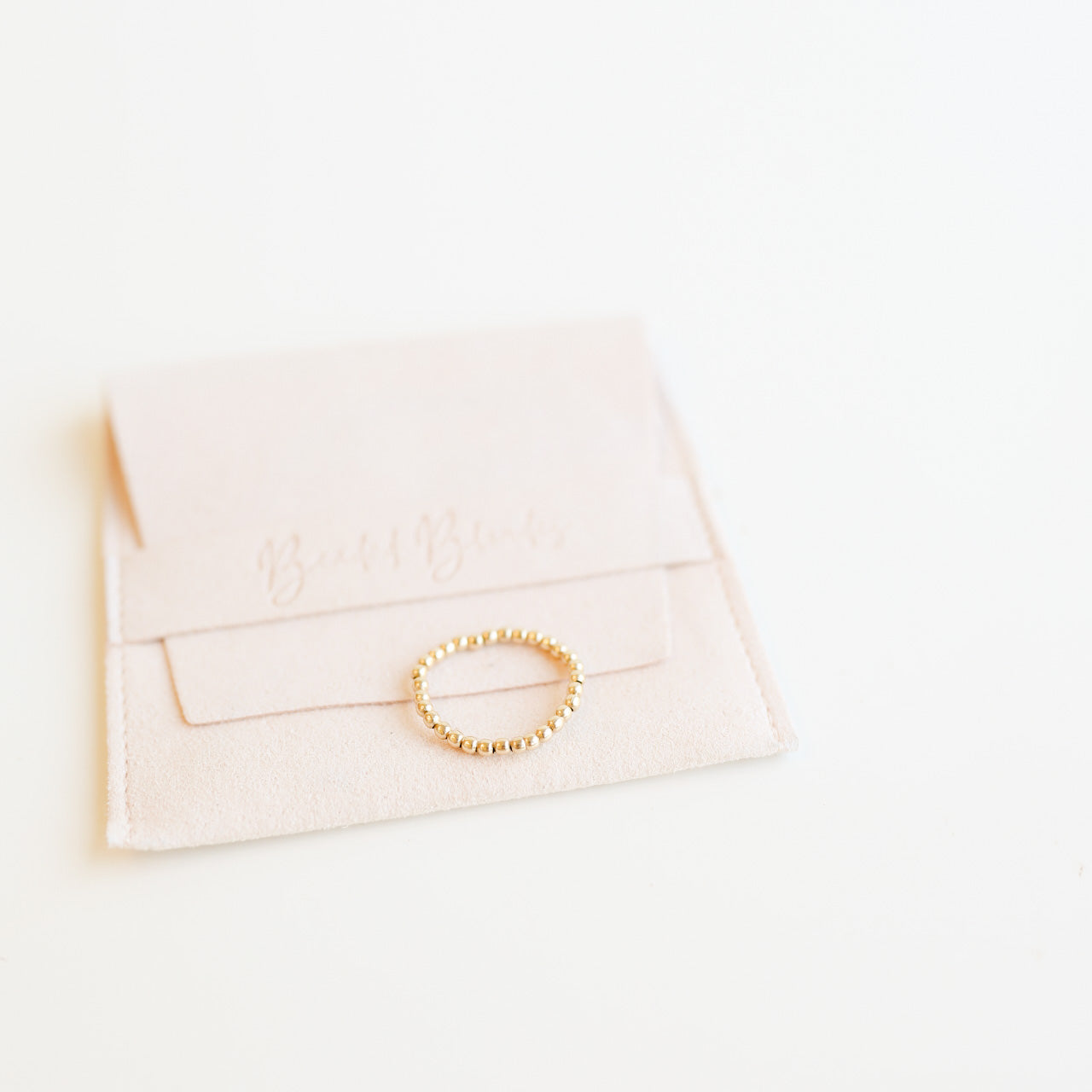 Lexi 2MM Beaded Band Ring in Gold