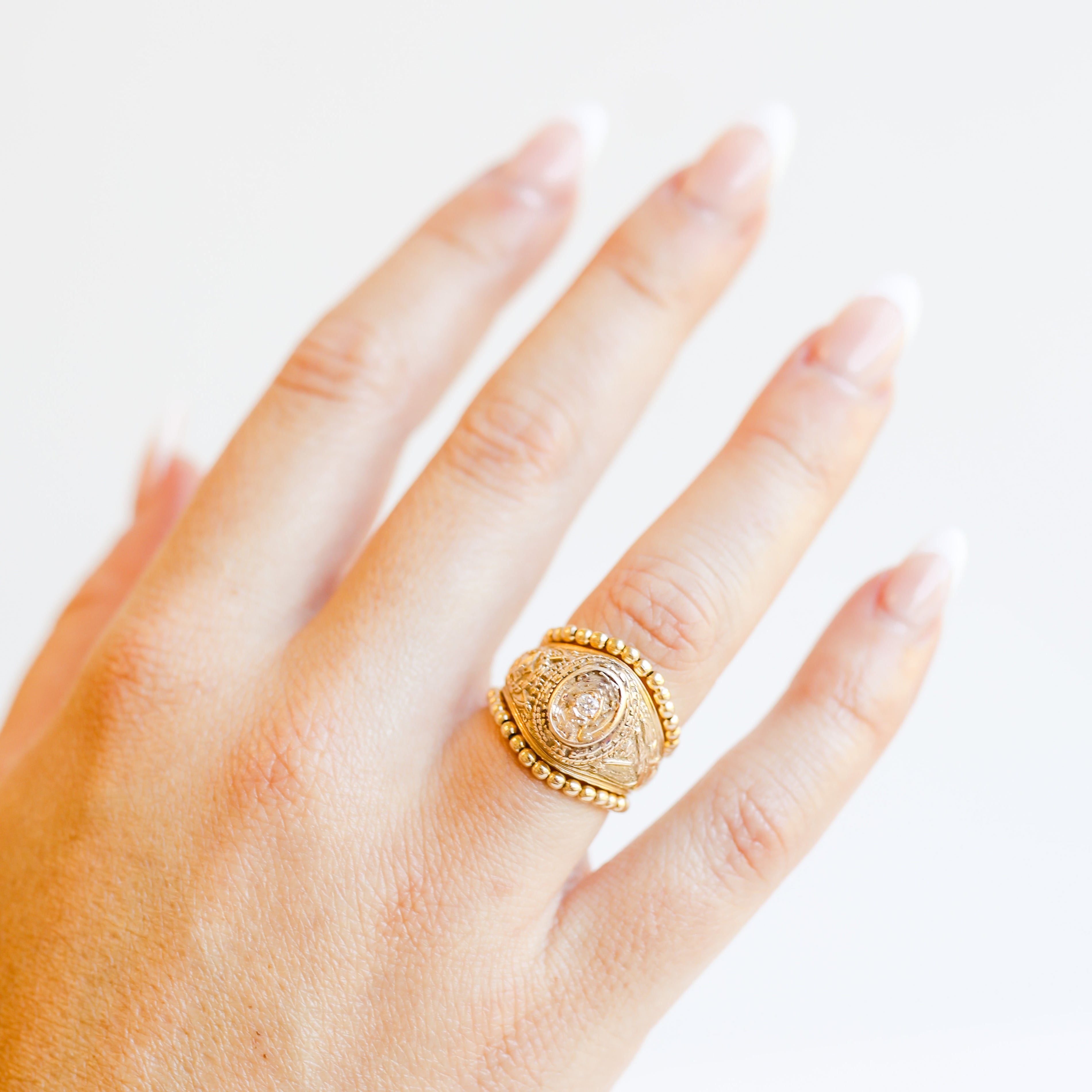 Lexi 2MM Beaded Band Rings in Gold (set of 2)