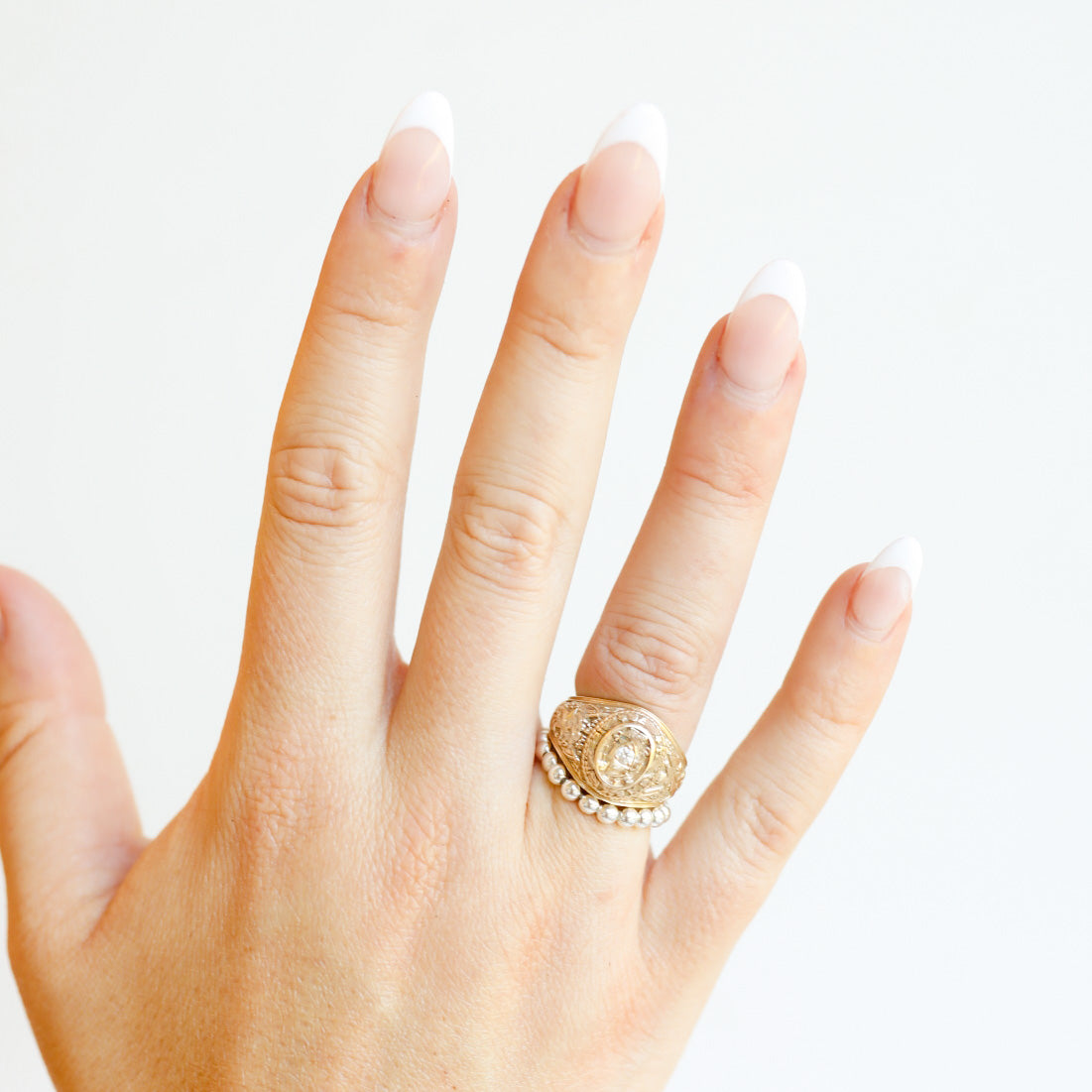 Lauren 3MM Beaded Band Ring in Silver