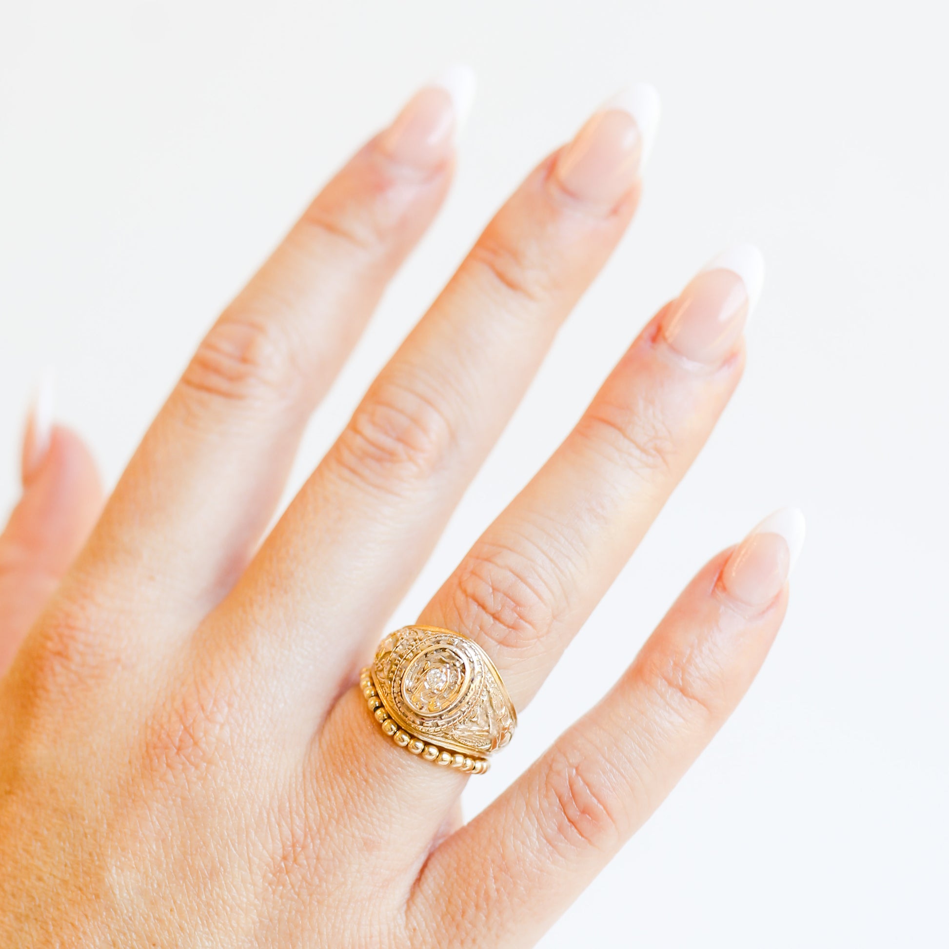 Lexi 2MM Beaded Band Ring in Gold