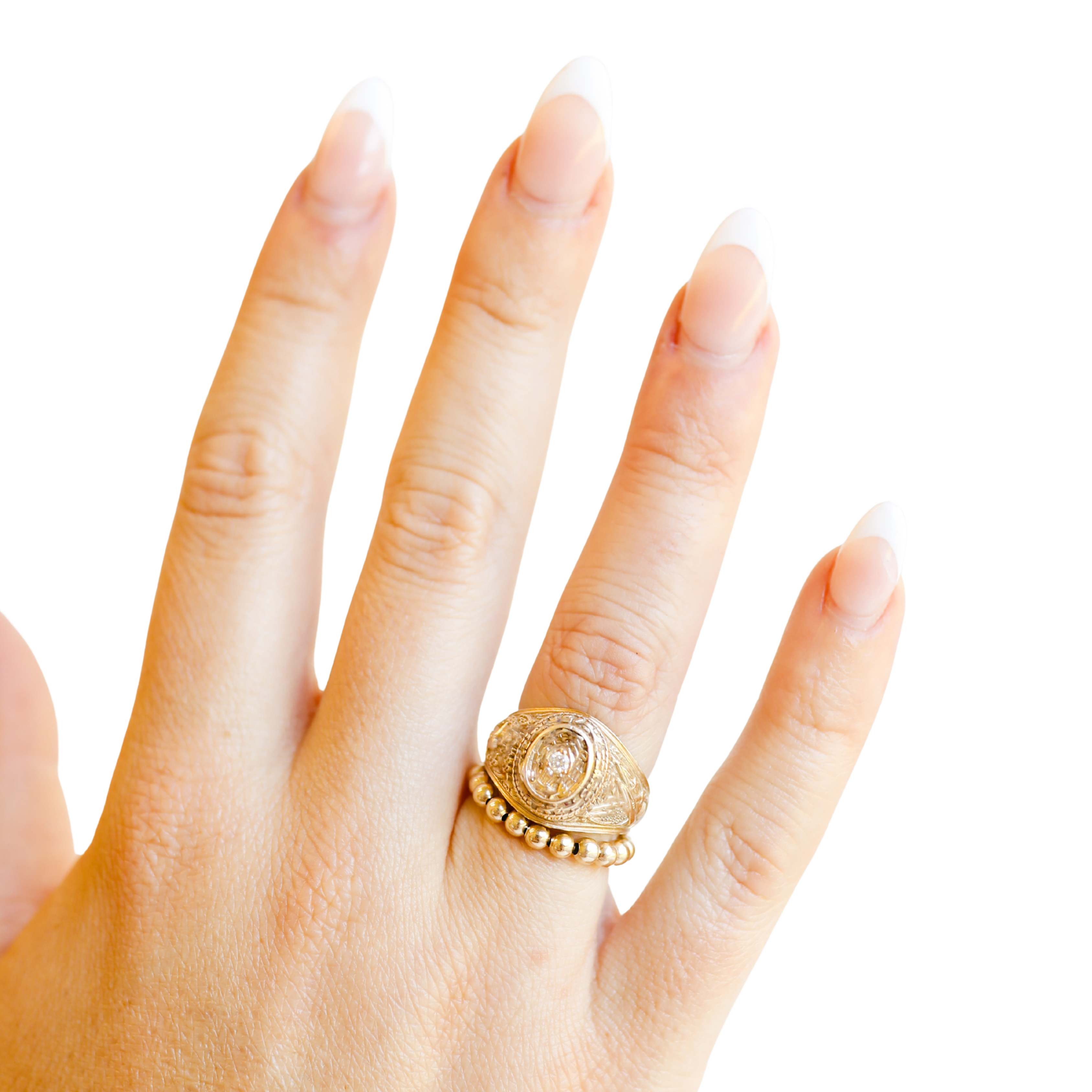 Lauren 3MM Beaded Band Ring in Gold