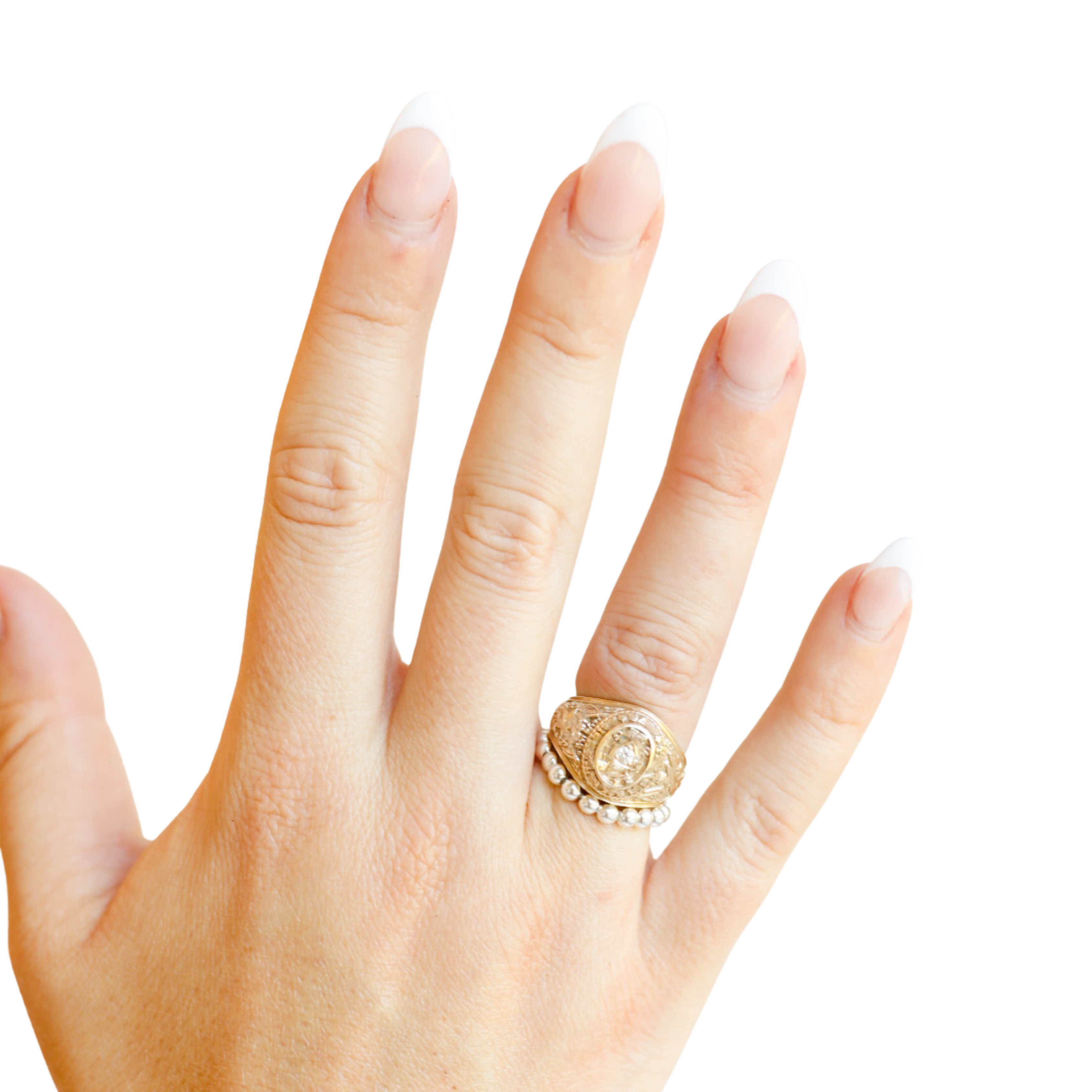 Lauren 3MM Beaded Band Ring in Silver