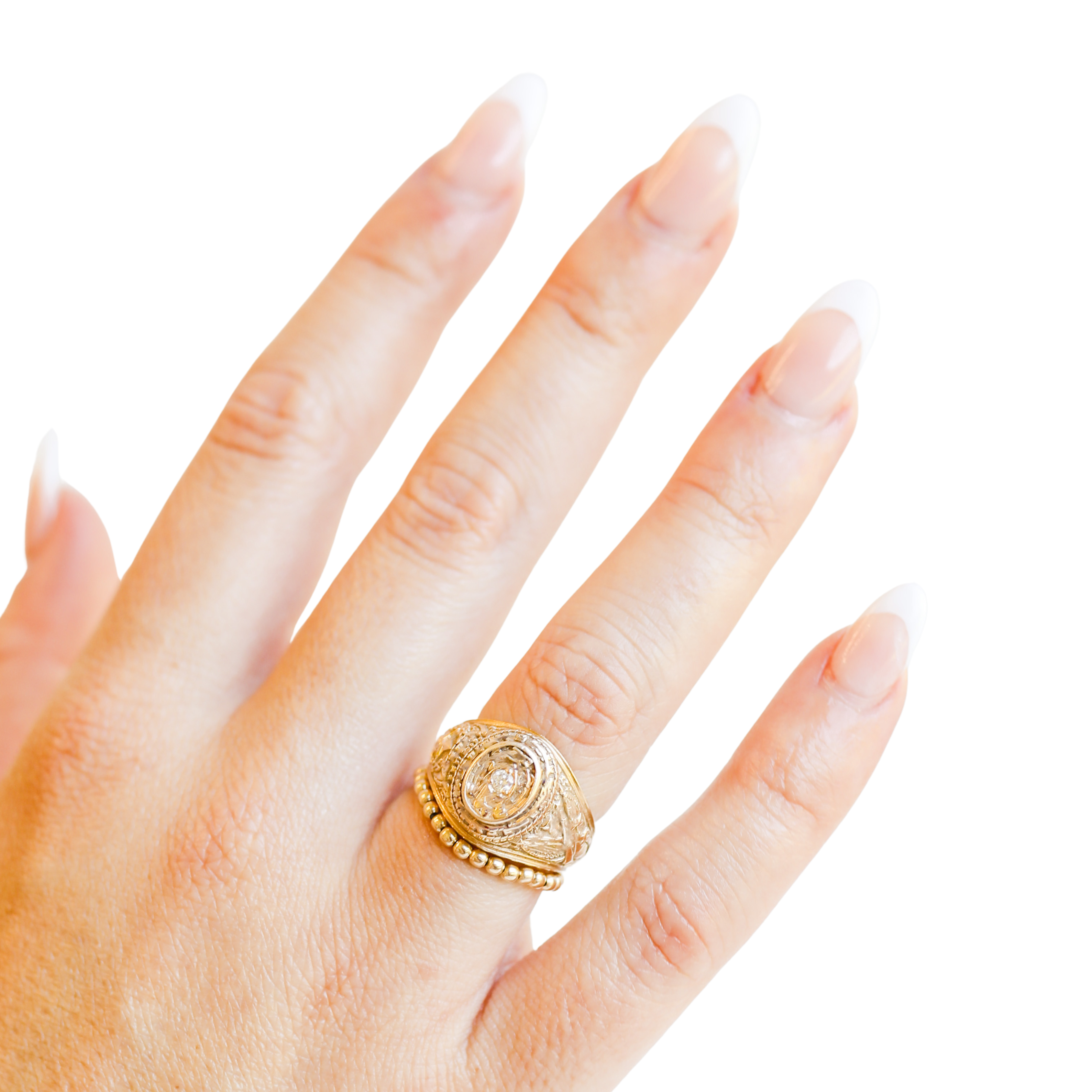 Lexi 2MM Beaded Band Ring in Gold