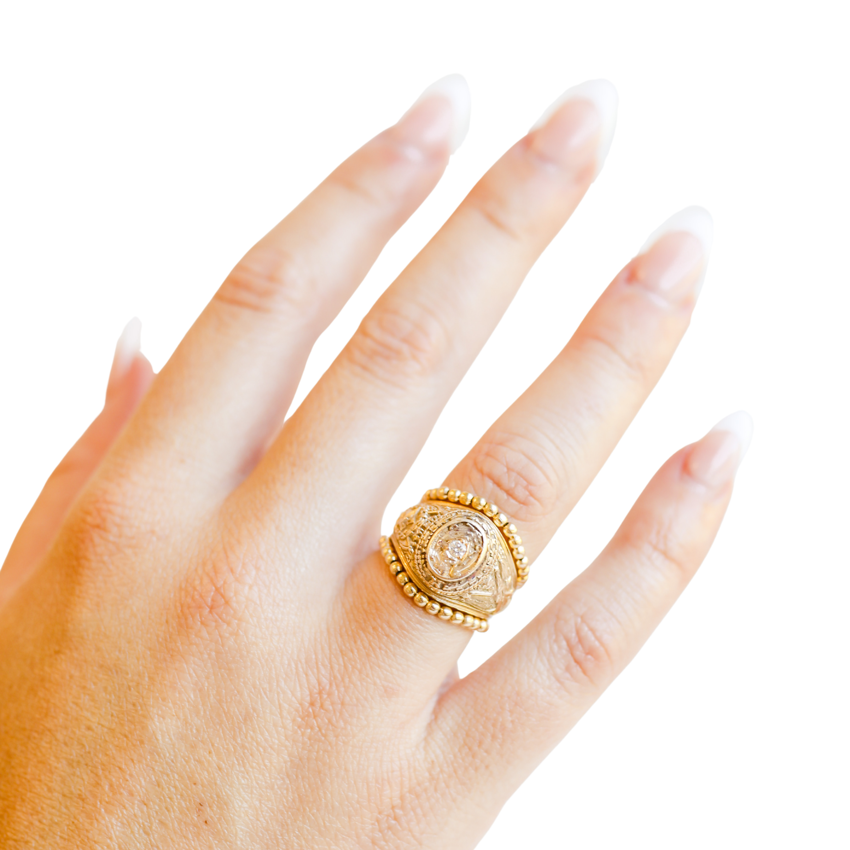 Lexi 2MM Beaded Band Rings in Gold (set of 2)