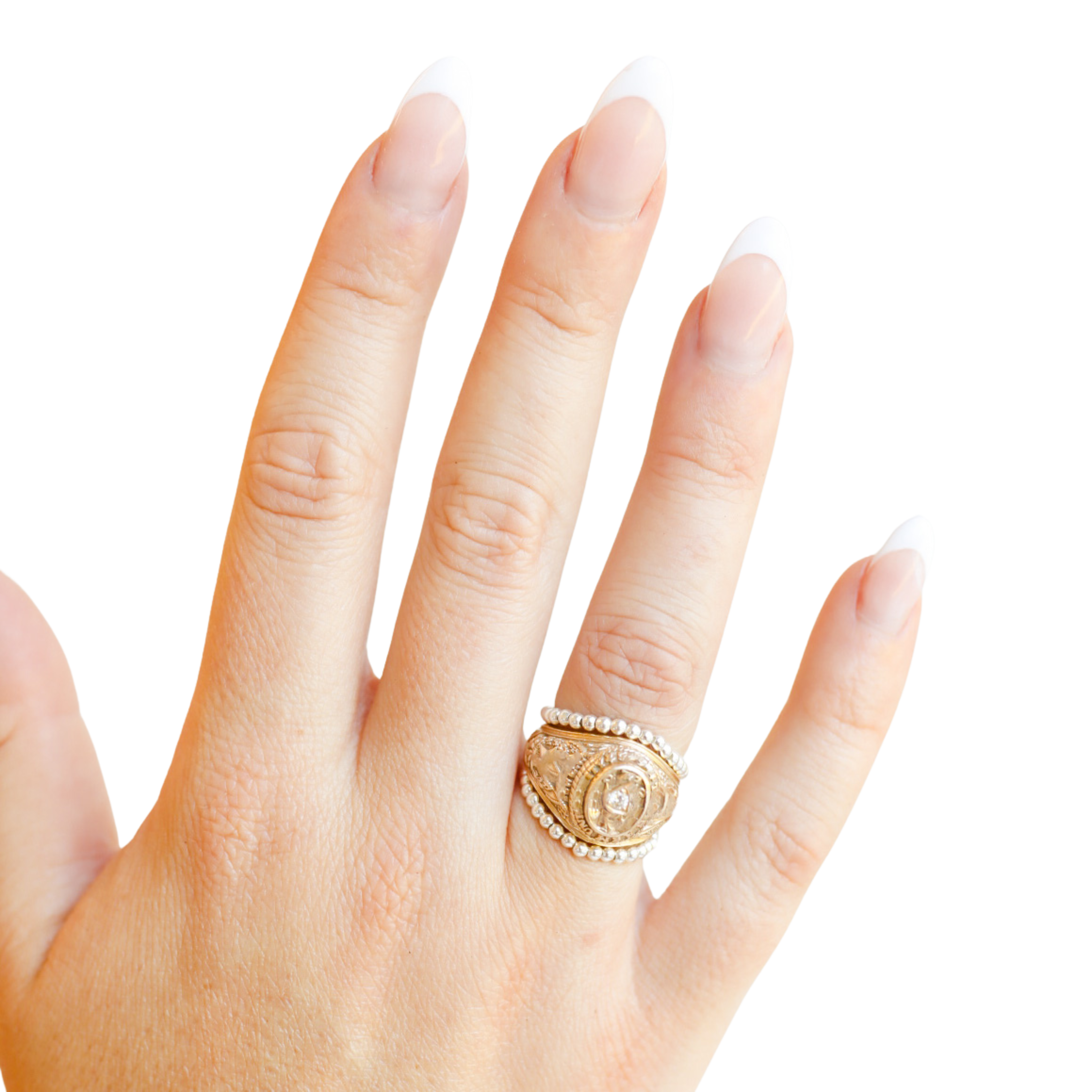 Lexi 2MM Beaded Band Rings in Silver (set of 2)