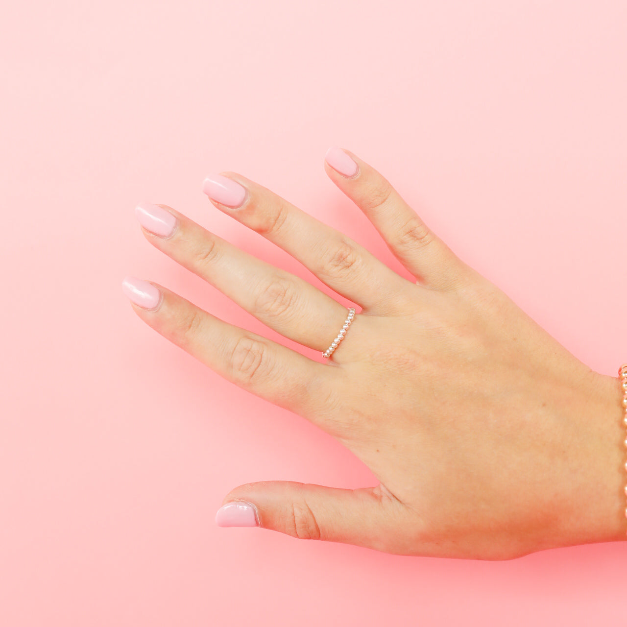 Ella 2.5MM Beaded Band Ring in Silver