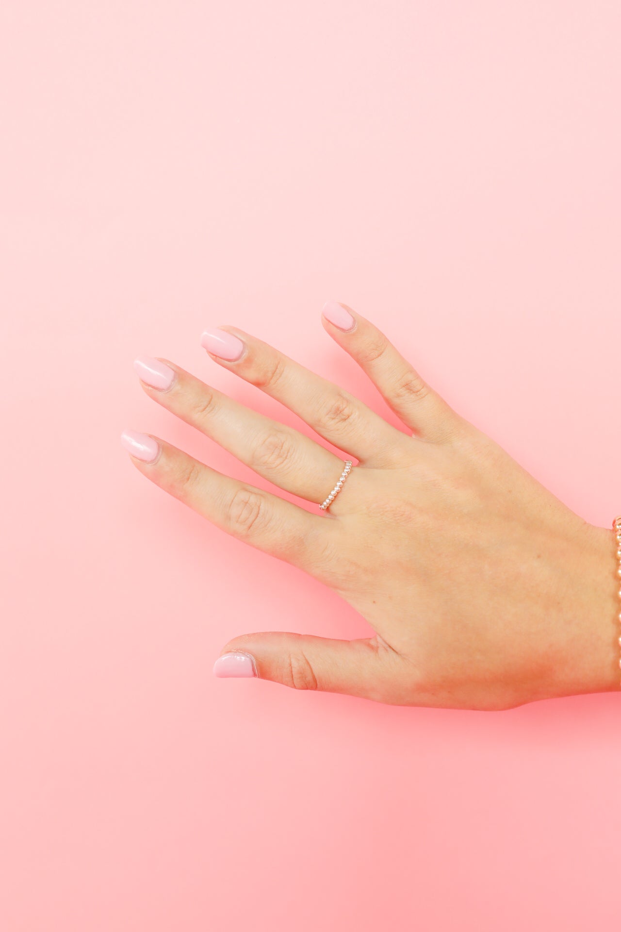 Ella 2.5MM Beaded Band Ring in Silver