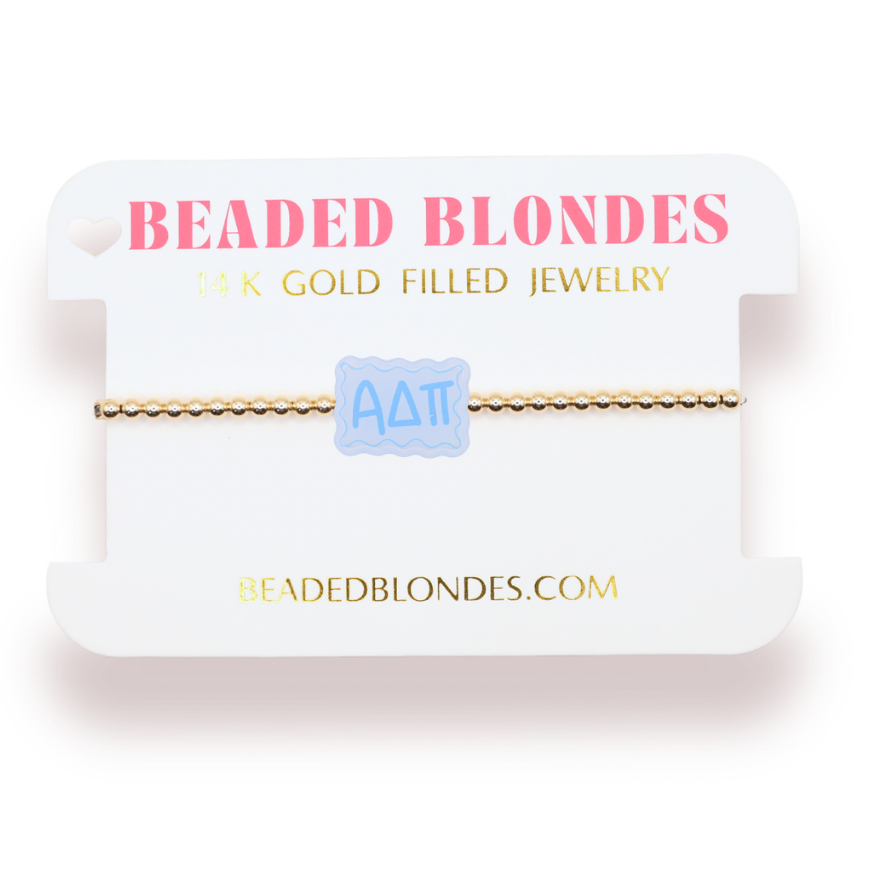 Alpha Delta Pi Block Bracelet on Gold