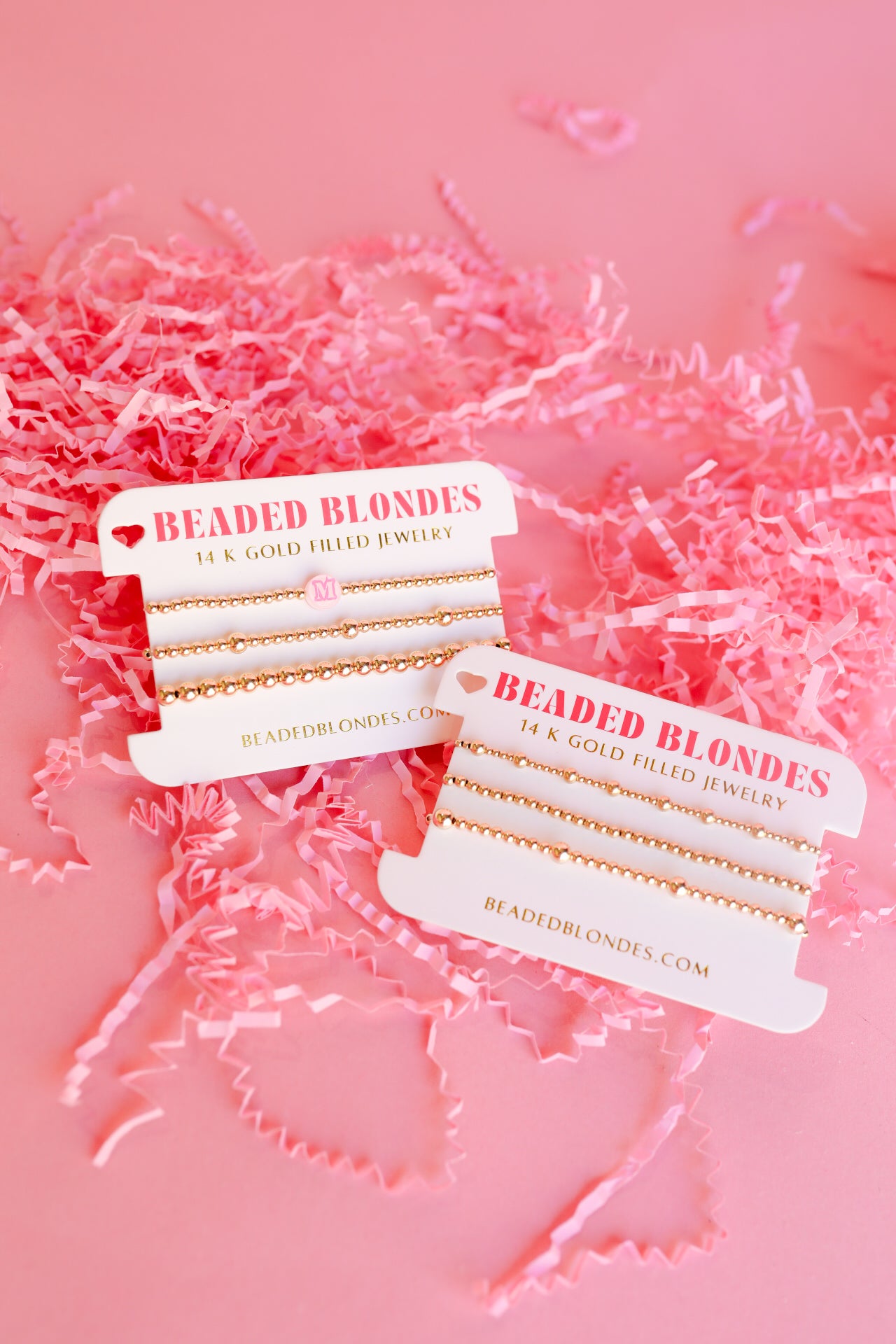 Olive + 3MM + Pink Initial Bracelet Stack