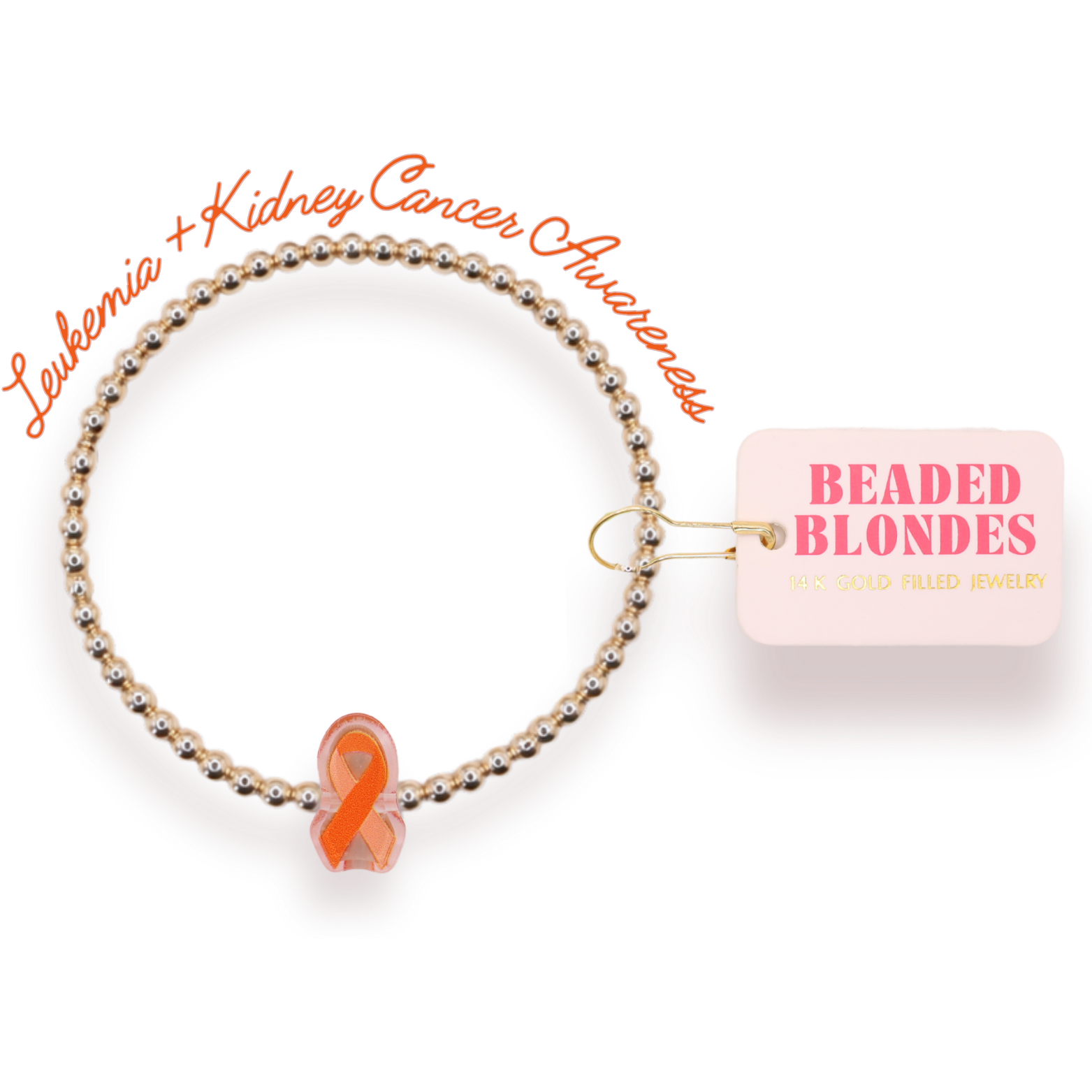 Orange Cancer Awareness Ribbon Bracelet