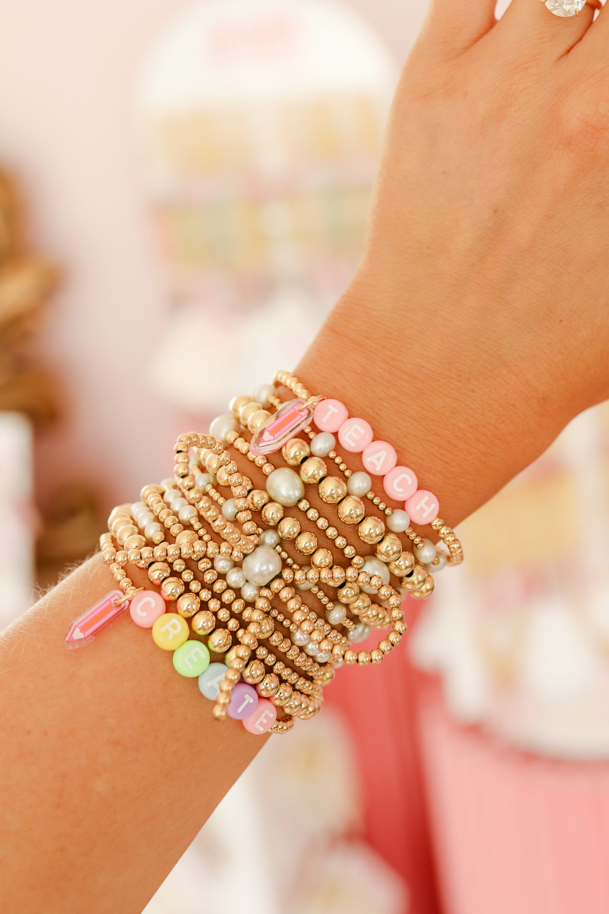 Custom Rainbow Pastel Letter Bracelet