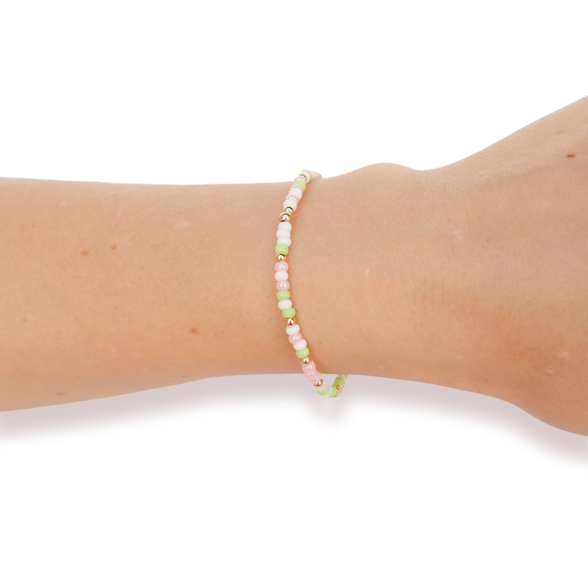 Pastel Green, Pink & White Sprinkle Bracelet