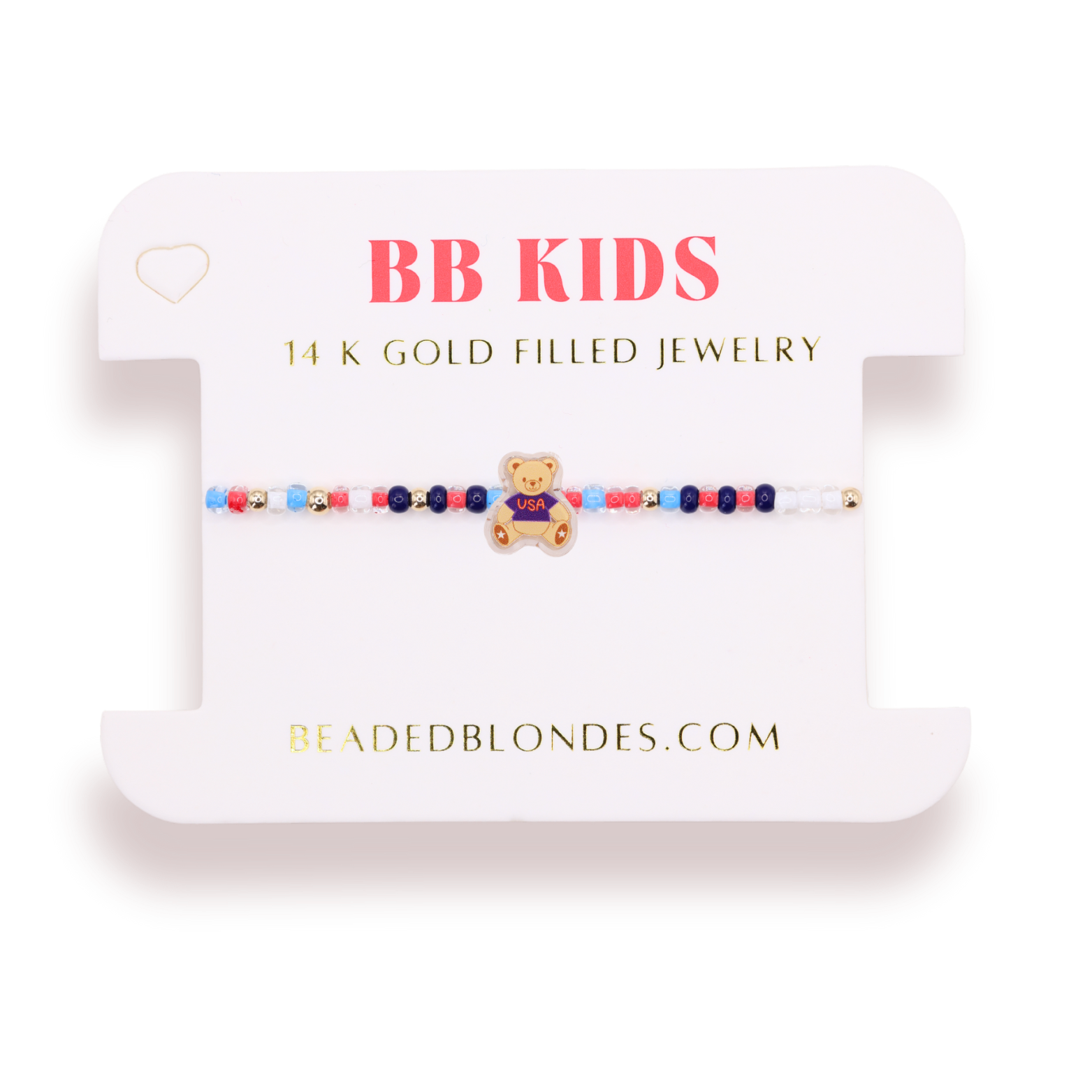 Patriotic Teddy Bear Bracelet on Color (Kids Size)