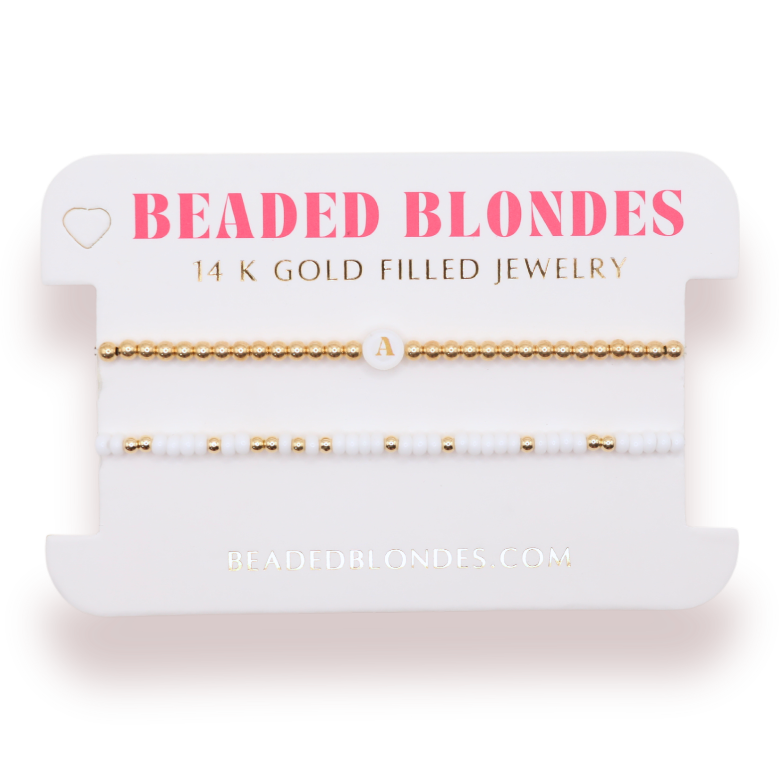 BB Neutral Bead Initial Letter Bracelet Stack of 2