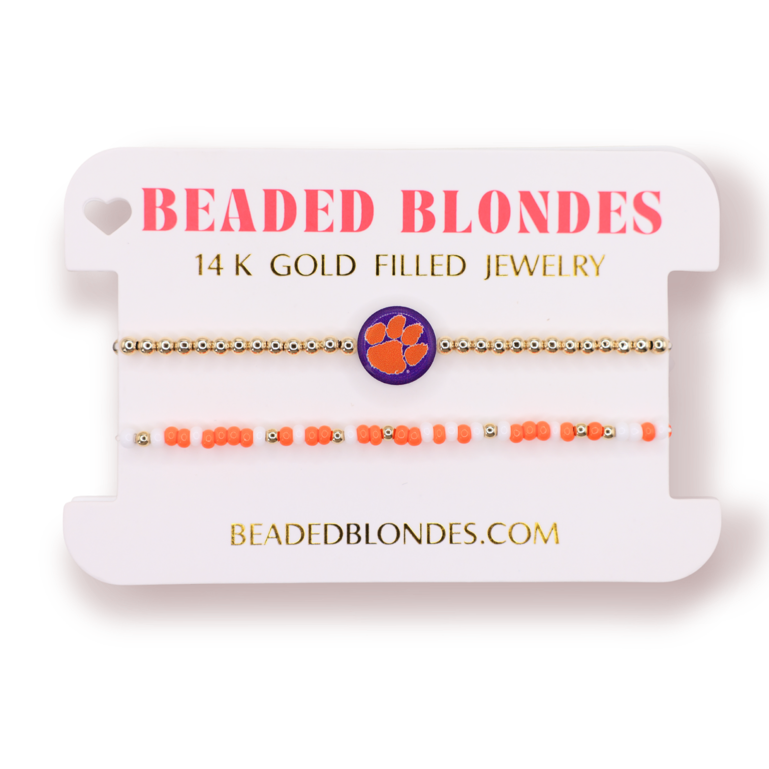 Clemson Logo Flip + Sprinkle Bracelet Stack