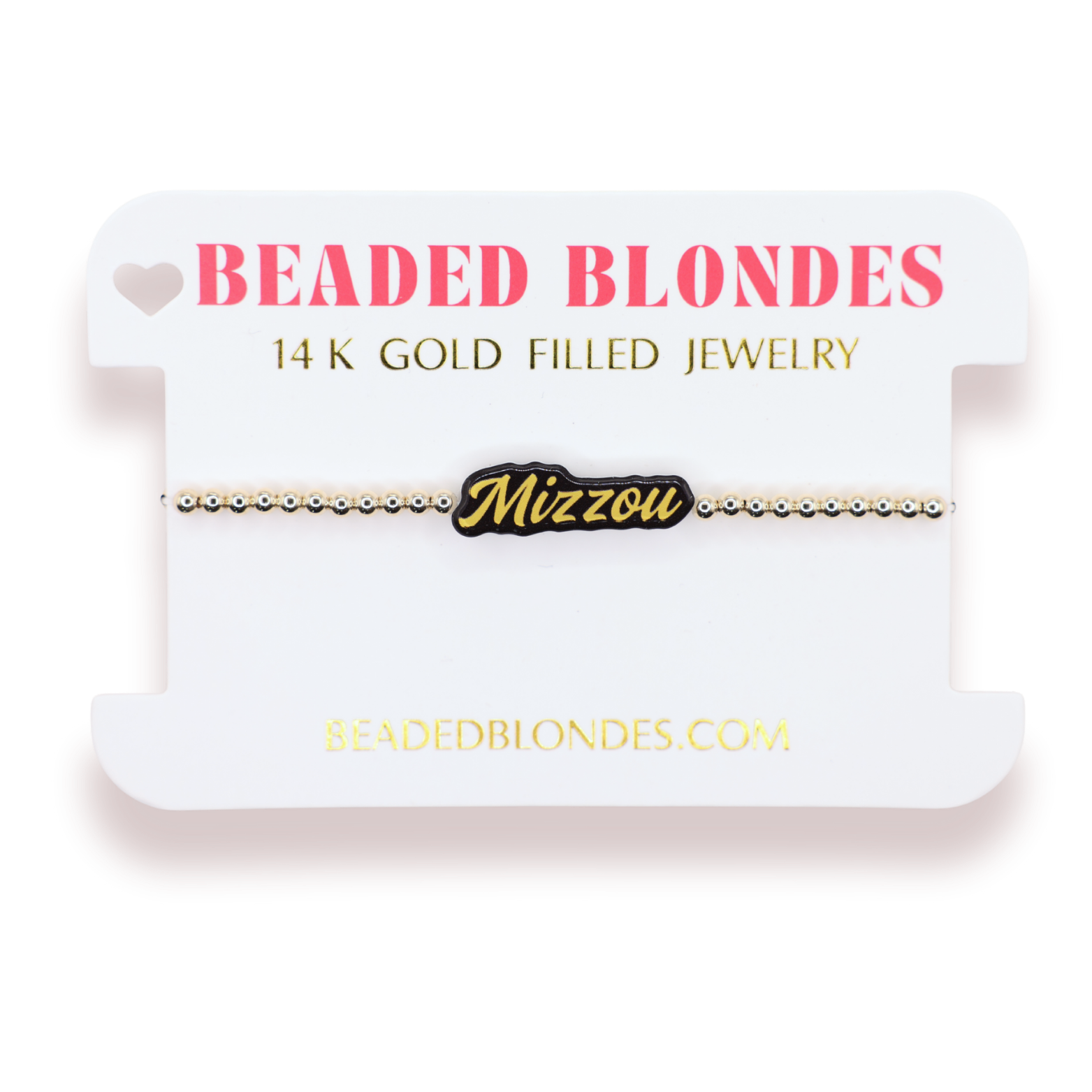 Mizzou Word Bracelet on Gold