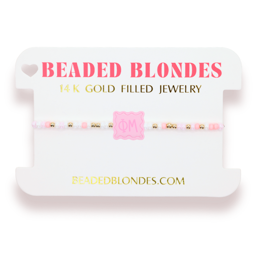 Phi Mu Block Bracelet on Color