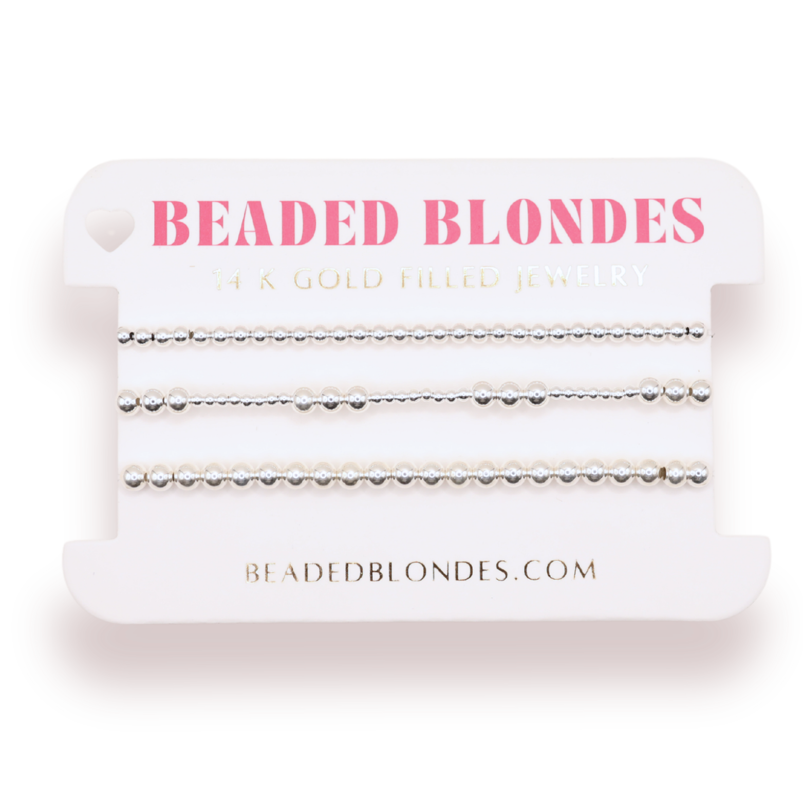 ILY + 3MM + 4MM Bracelet Stack in Silver