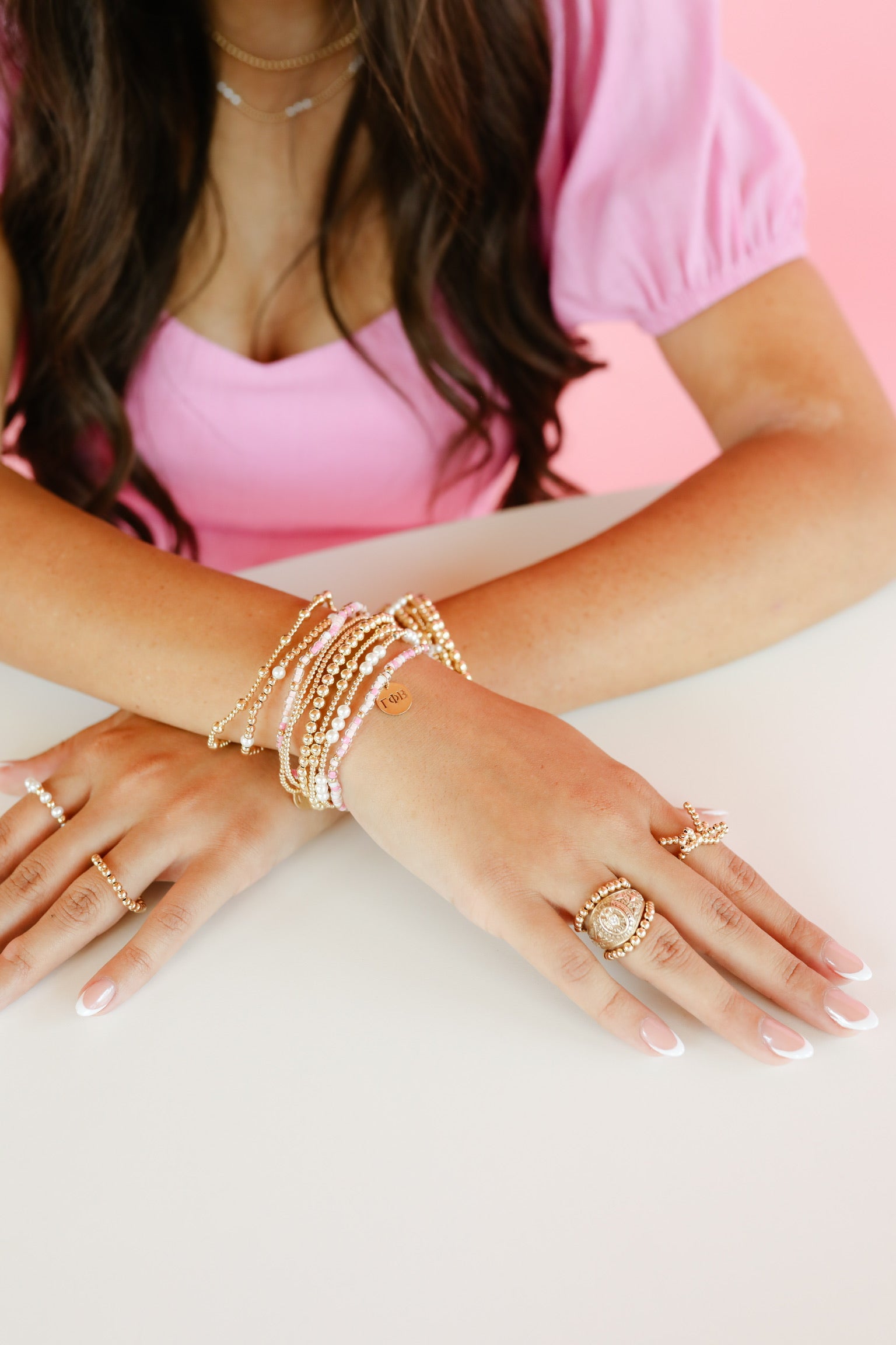 Gamma Phi Beta Sprinkle + Charm Bracelet Stack