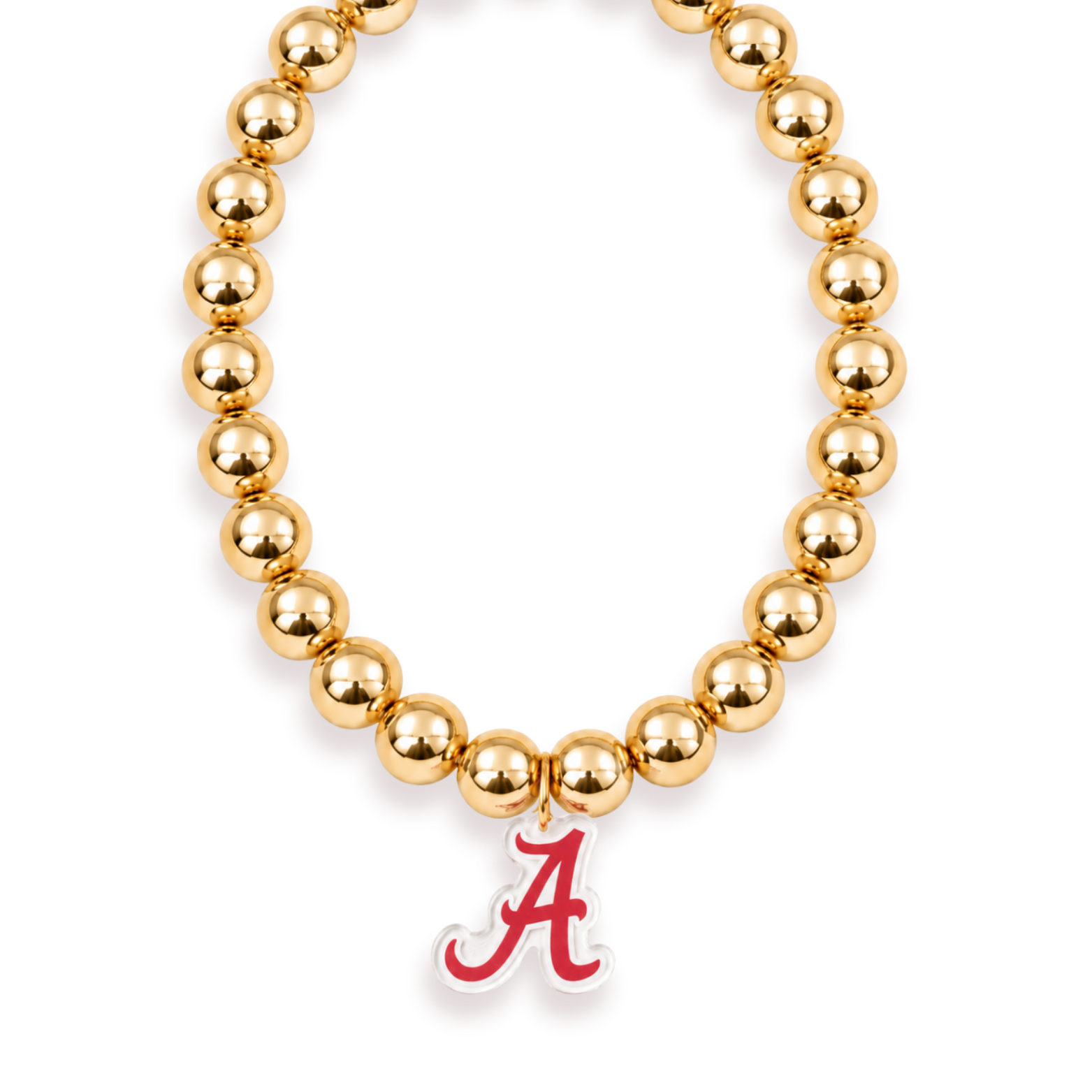 Alabama Logo Large Gold Beaded Necklace