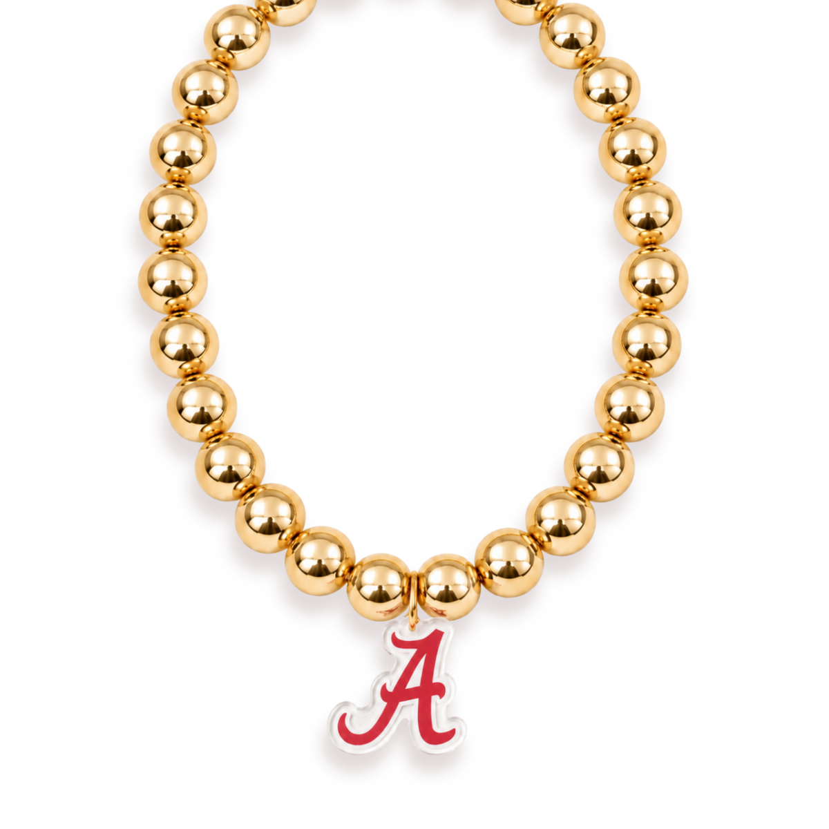 Alabama Logo Large Gold Beaded Necklace