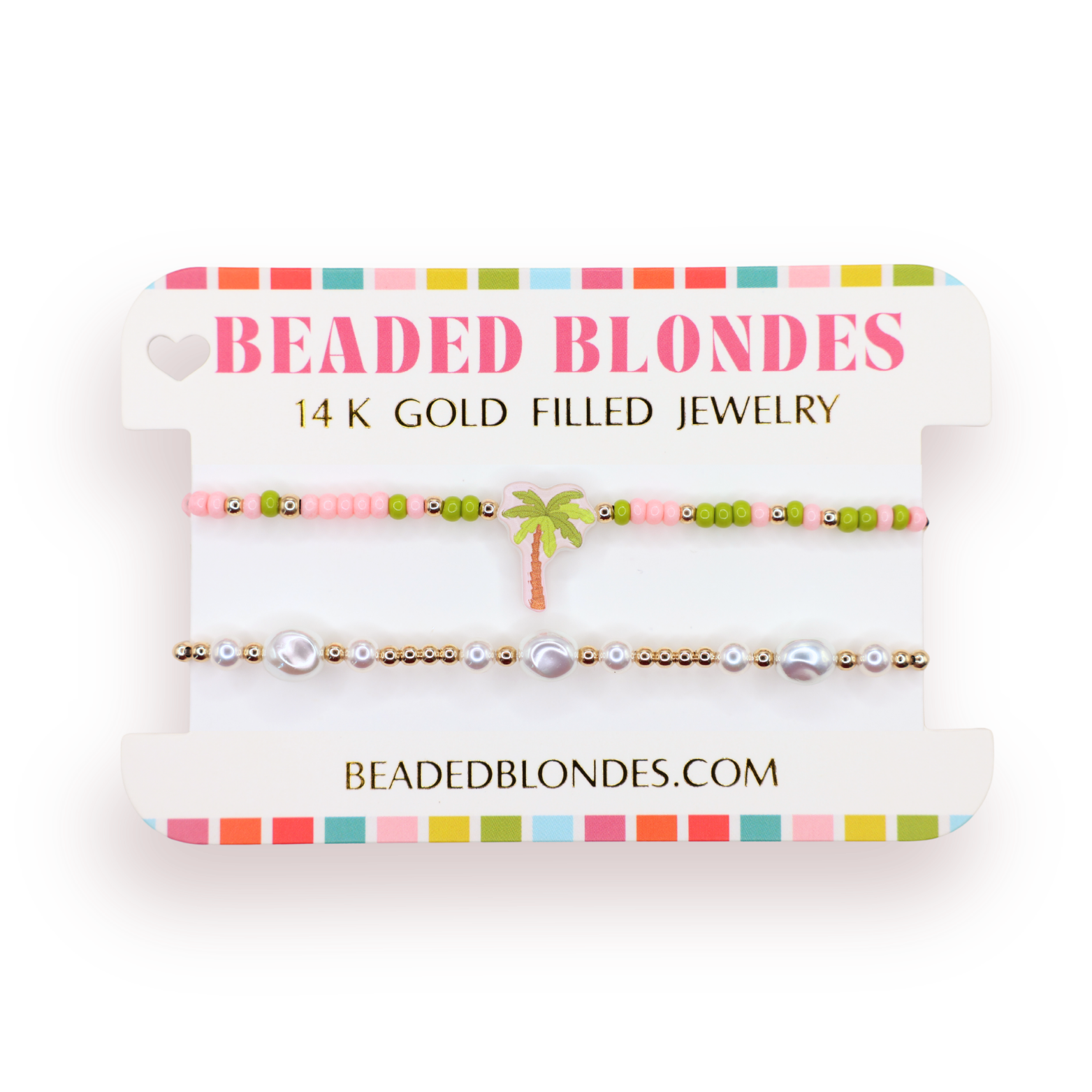 Palm Tree Bracelet + Lana Pearl Bracelet Stack of 2