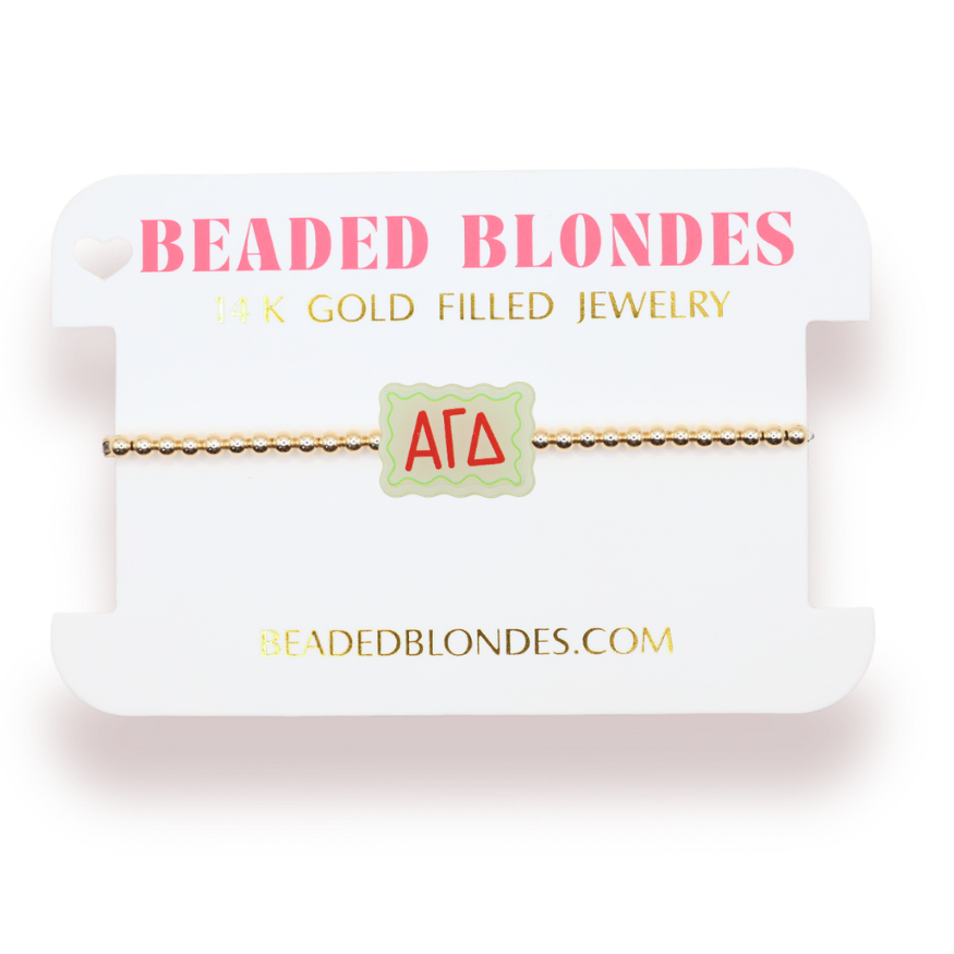 Alpha Gamma Delta Block Bracelet on Gold
