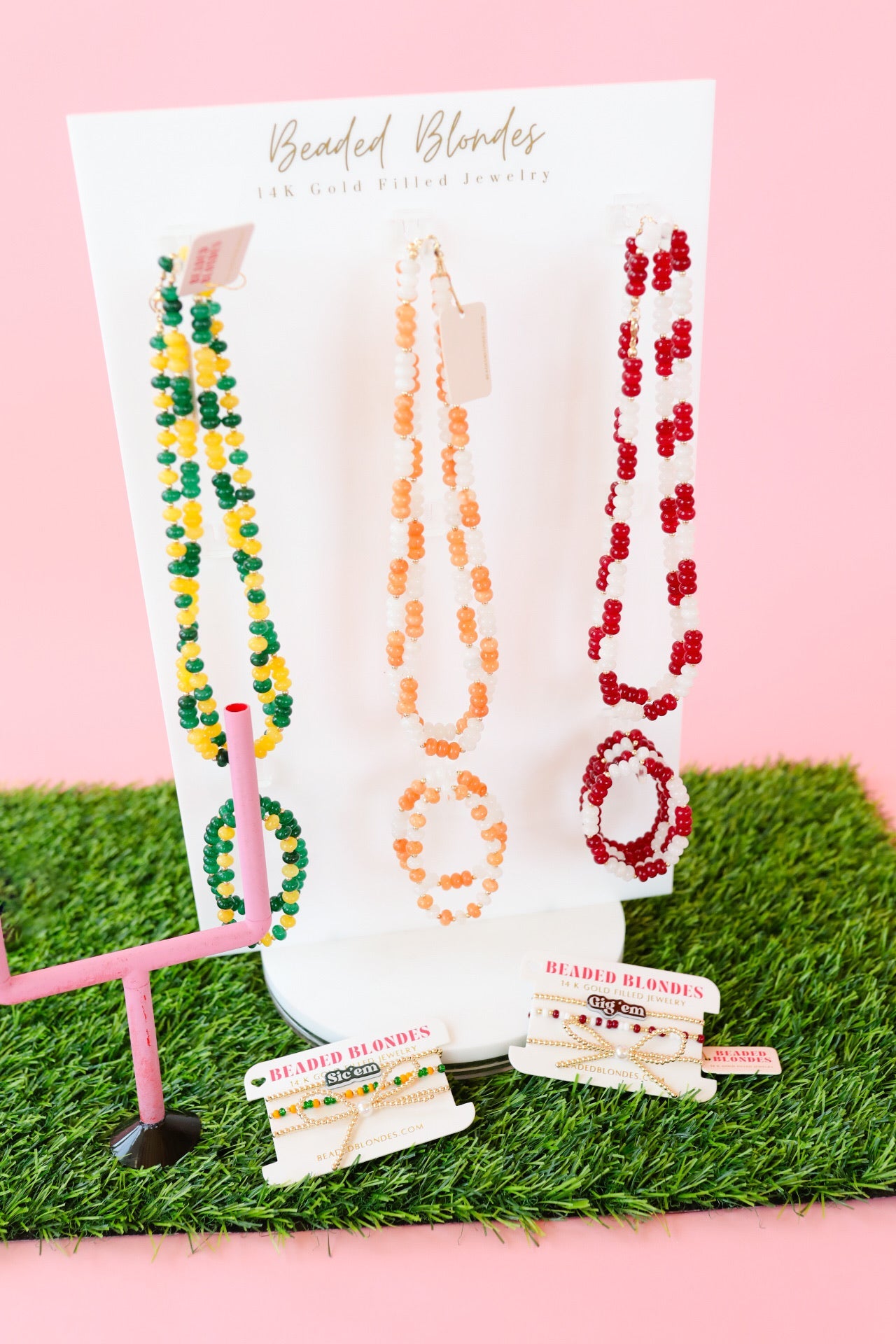 Orange & White Colorblock Gemstone Bracelet (Sale)