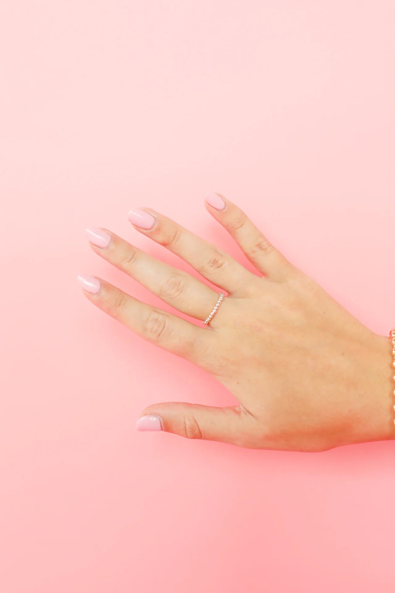 Lexi 2MM Beaded Band Ring in Silver