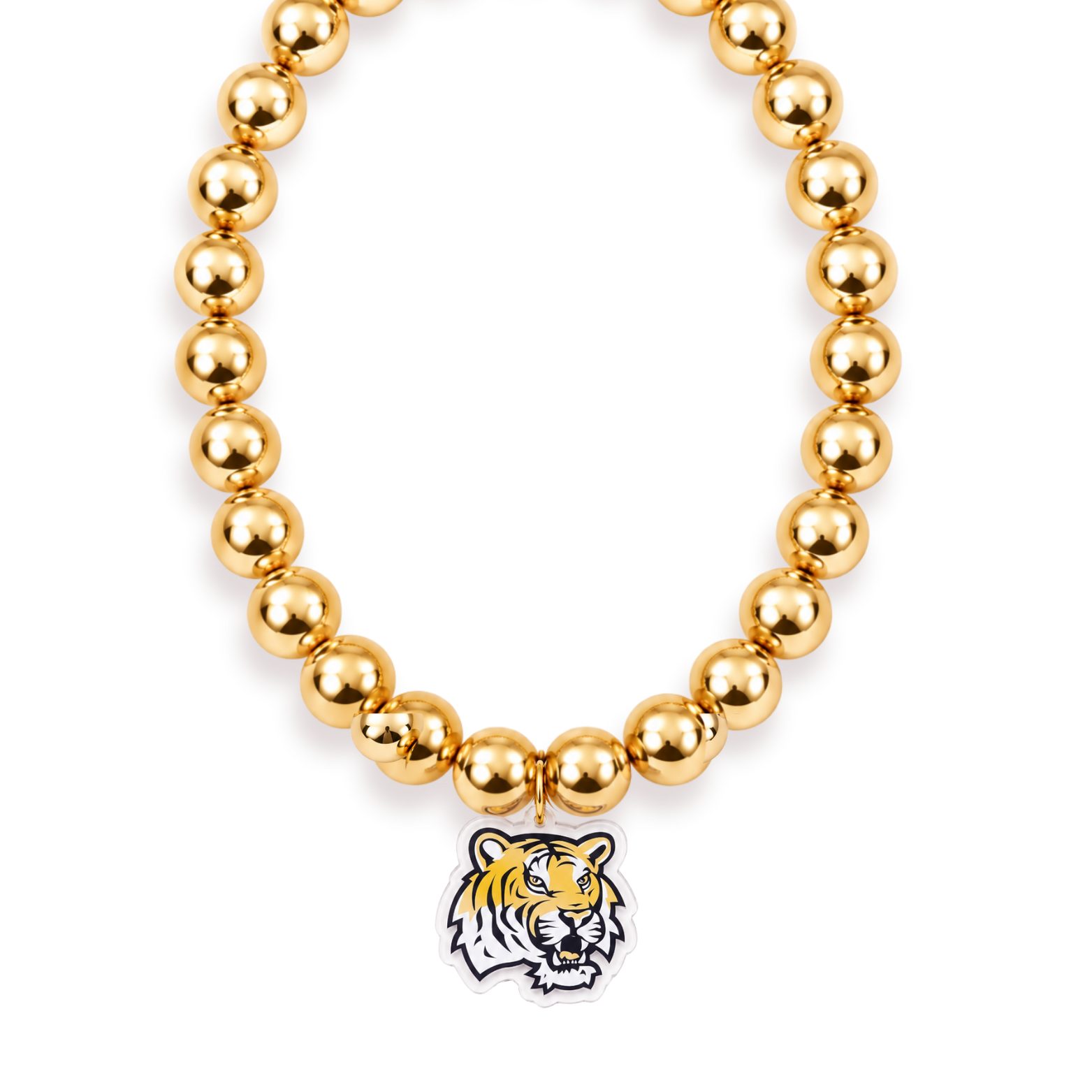 LSU Logo Large Gold Beaded Necklace