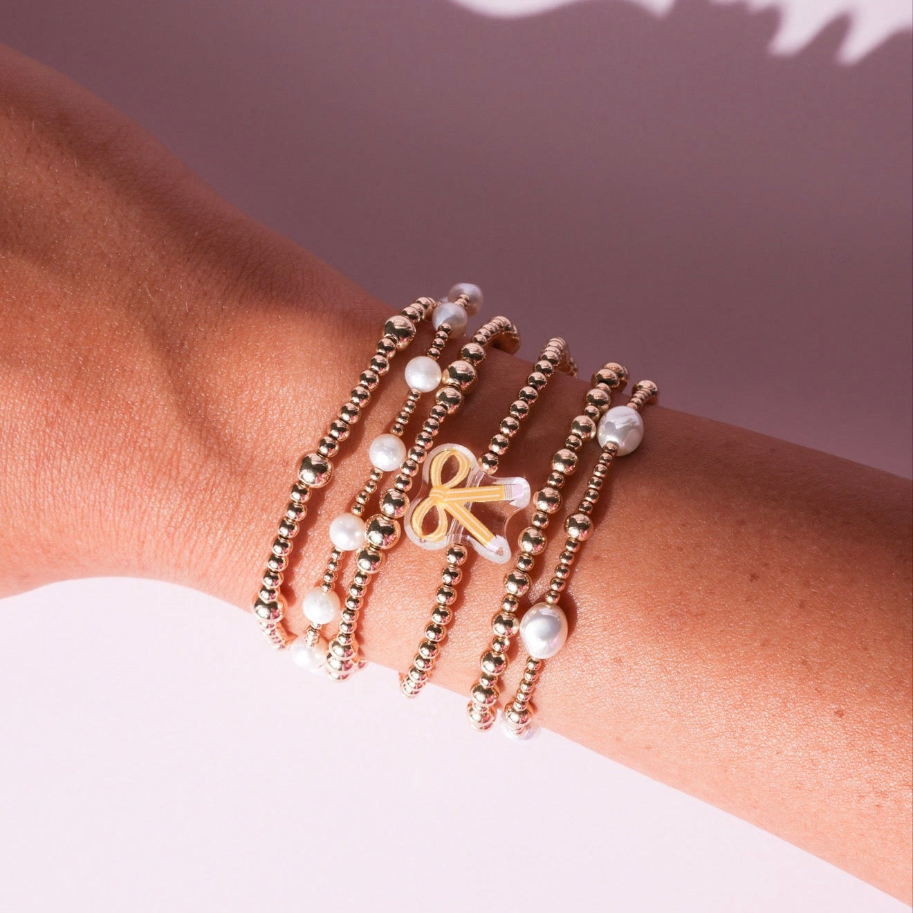 Pencil Bow Bracelet on Gold