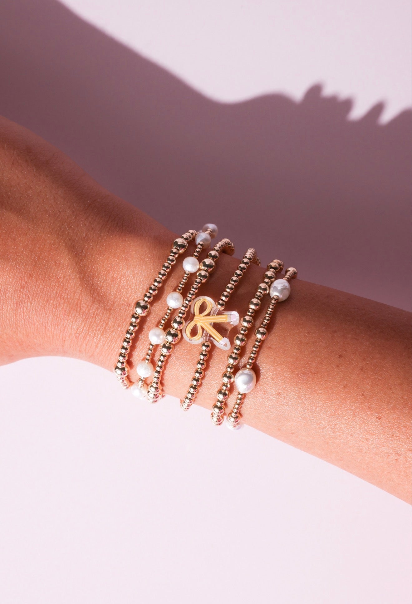 Pencil Bow Bracelet on Gold