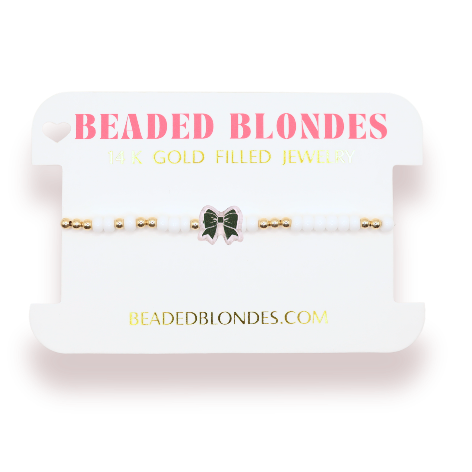 Green and White BB Gameday Bow Bracelet (Sale)
